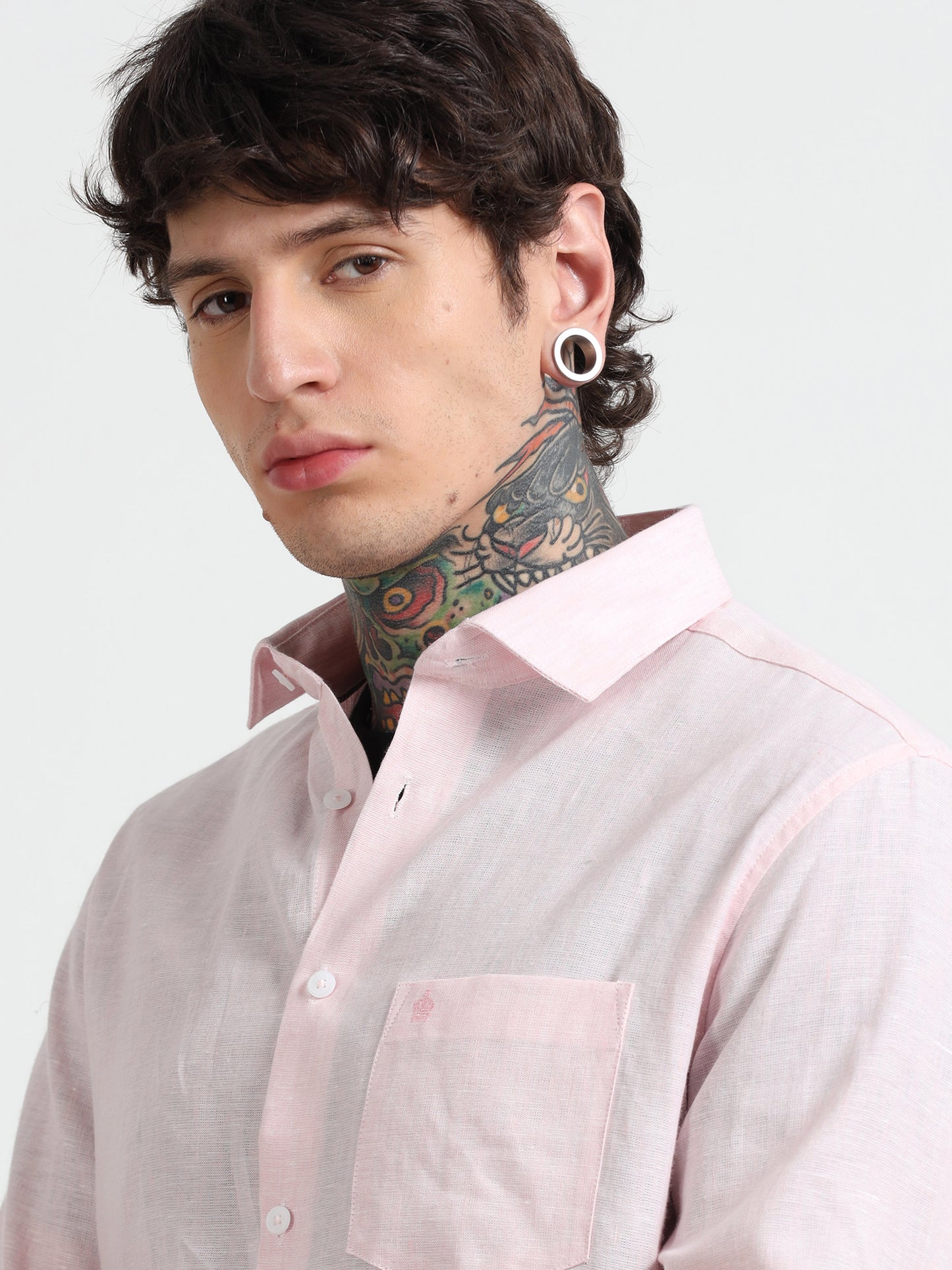 Pink Pure Linen Shirt