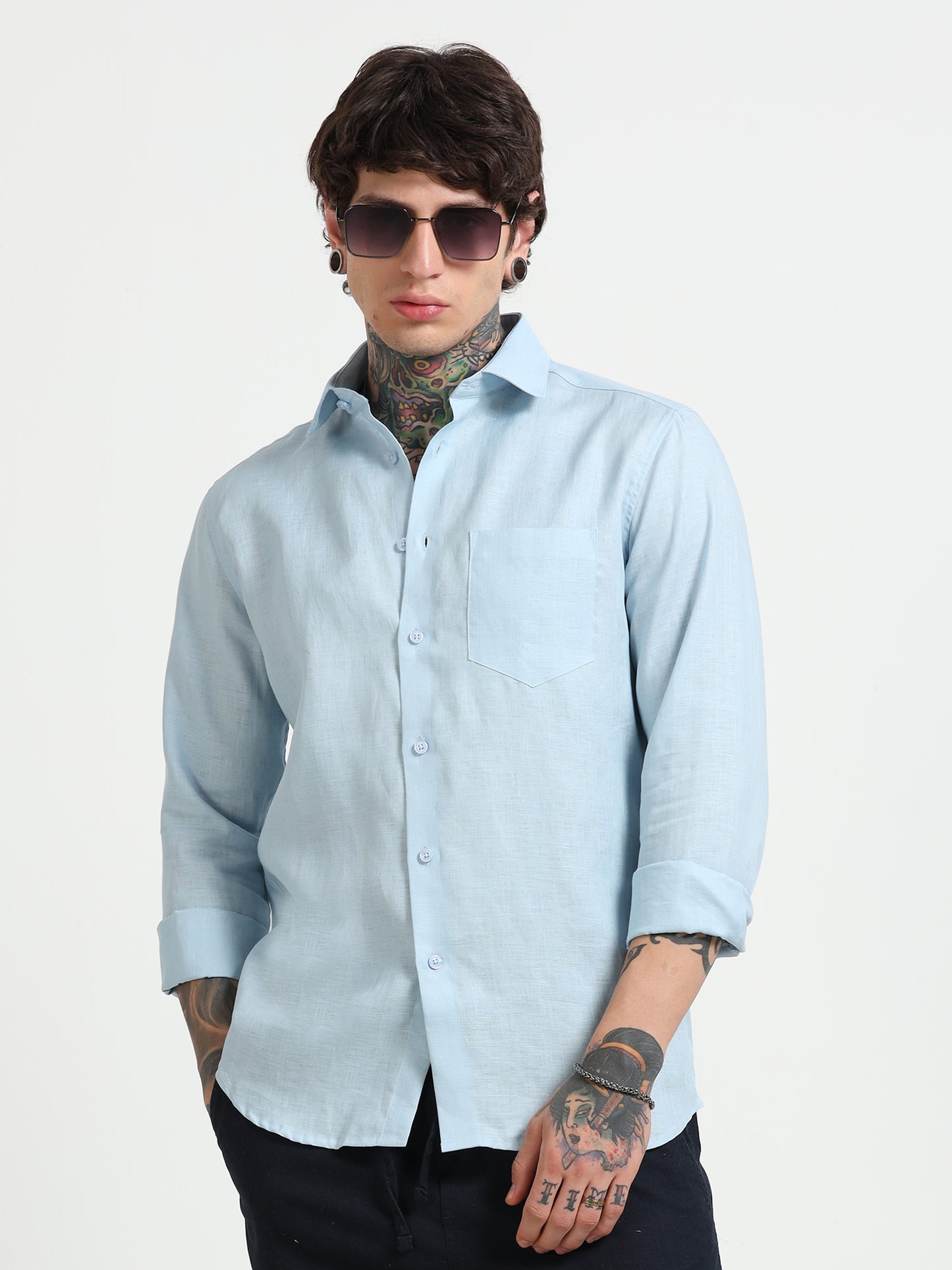 Light Blue Pure Linen Shirts