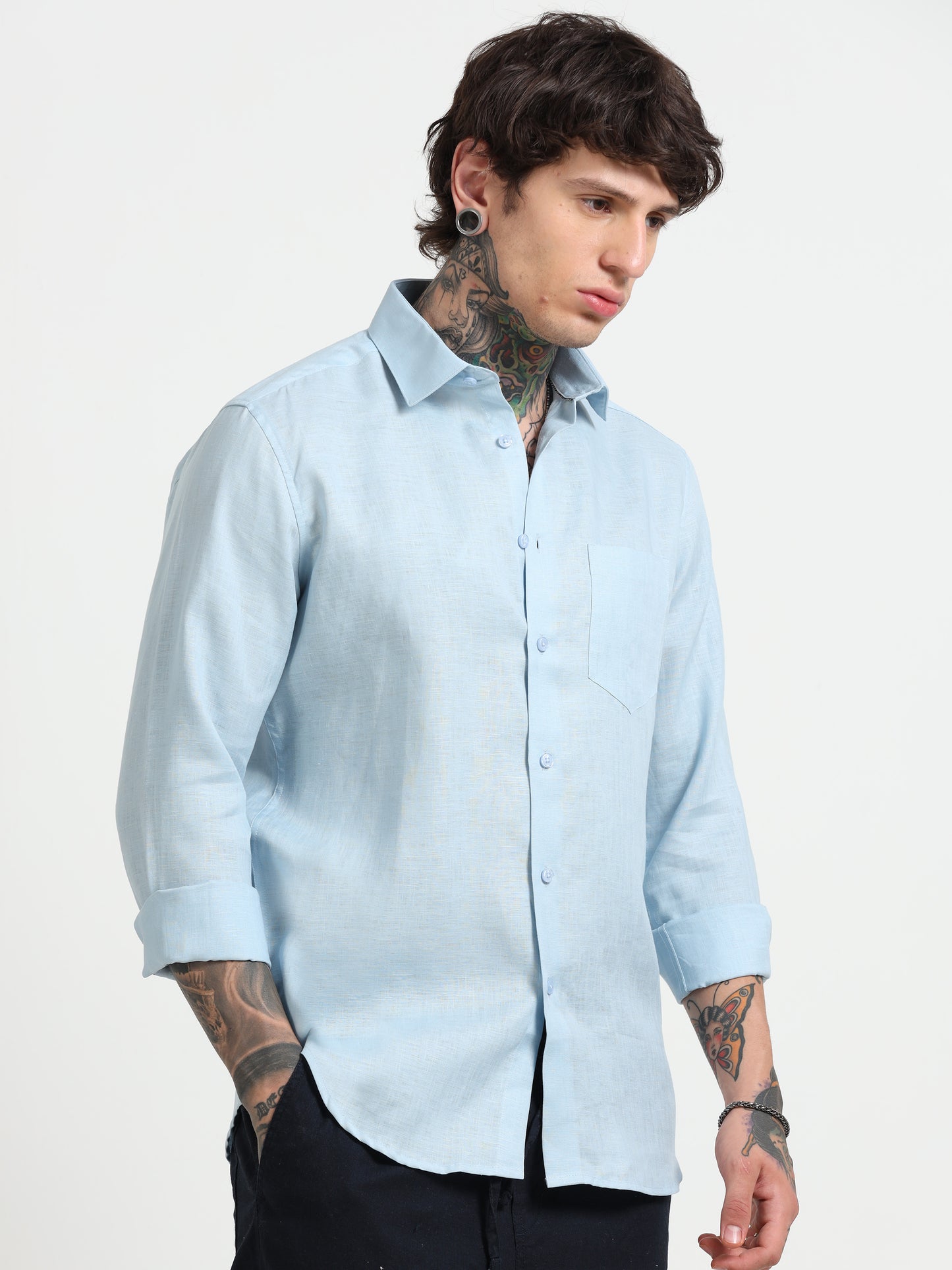 Light Blue Pure Linen Shirts