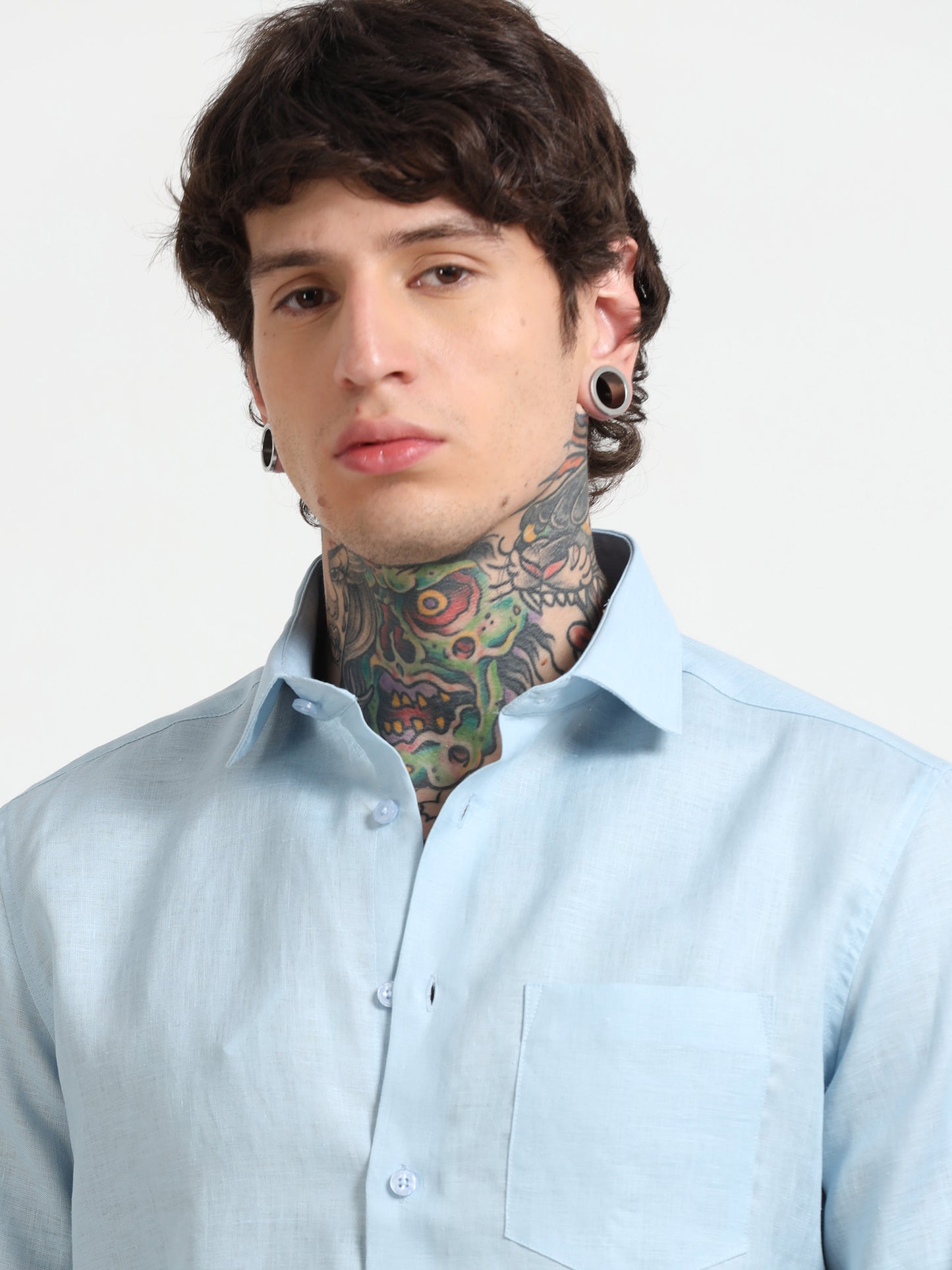 Light Blue Pure Linen Shirts