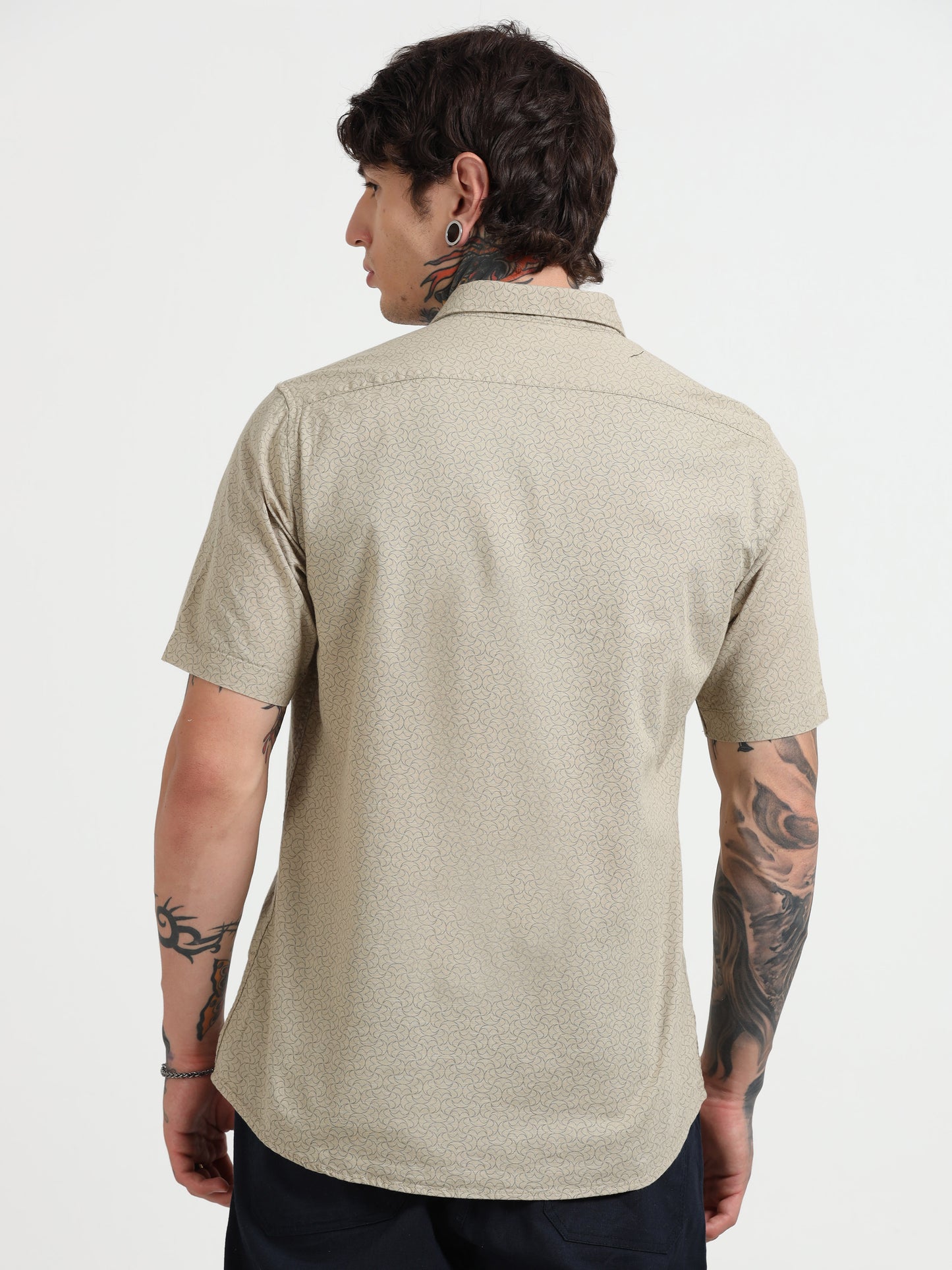 Beige Printed Half - Sleeves