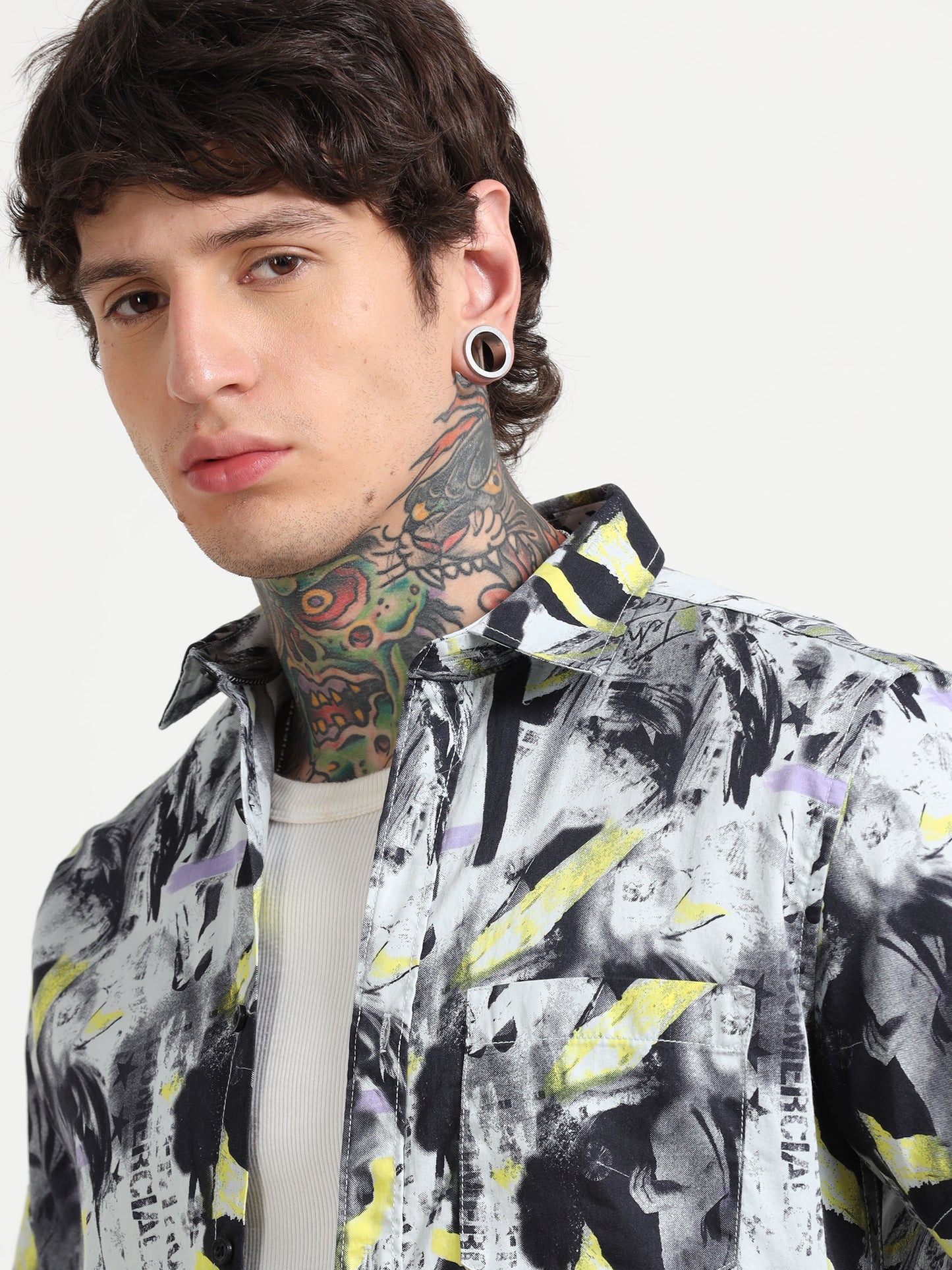 Abstract Printed Half - Sleeves Shirt