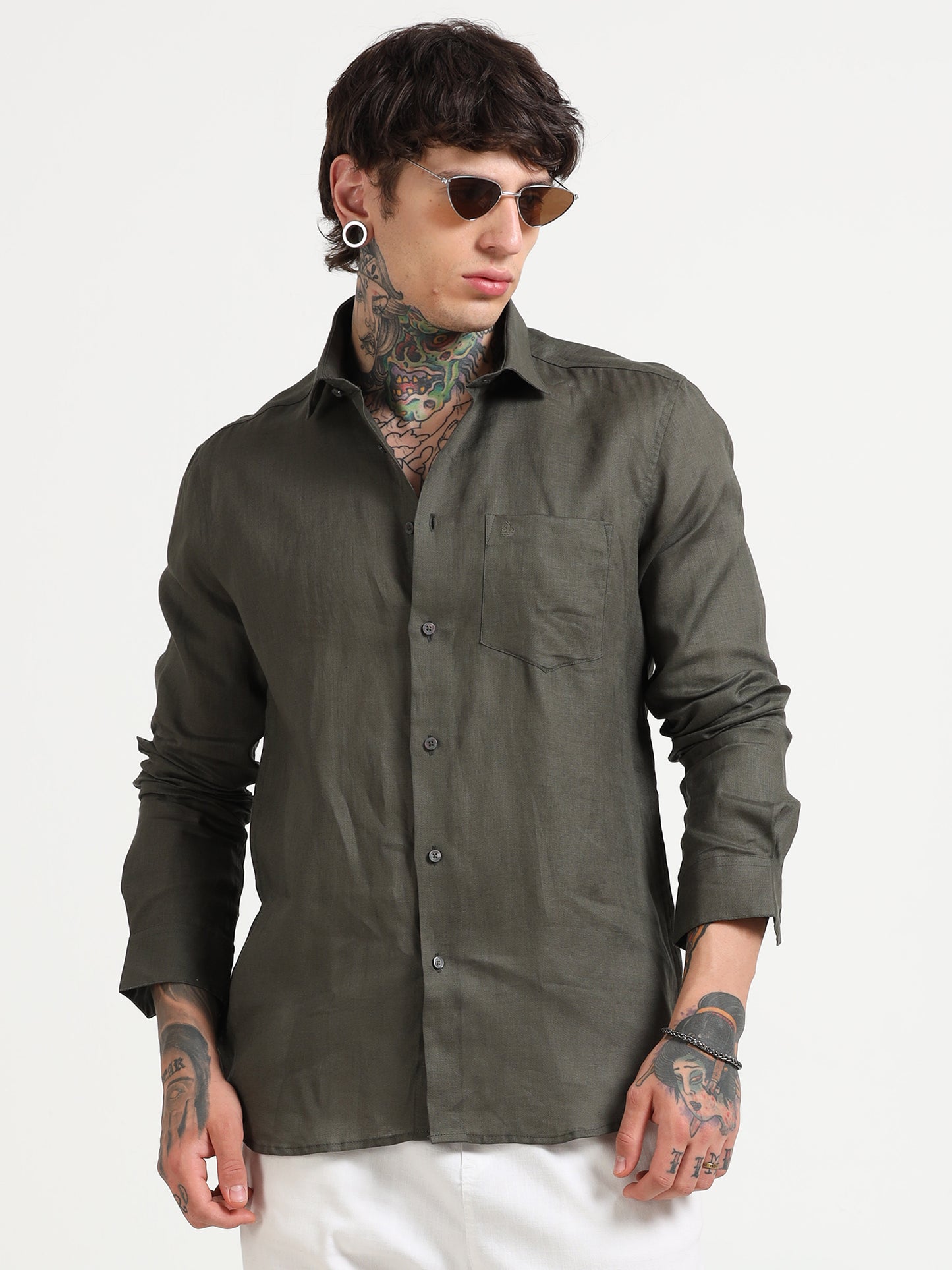Olive Green Linen Shirts