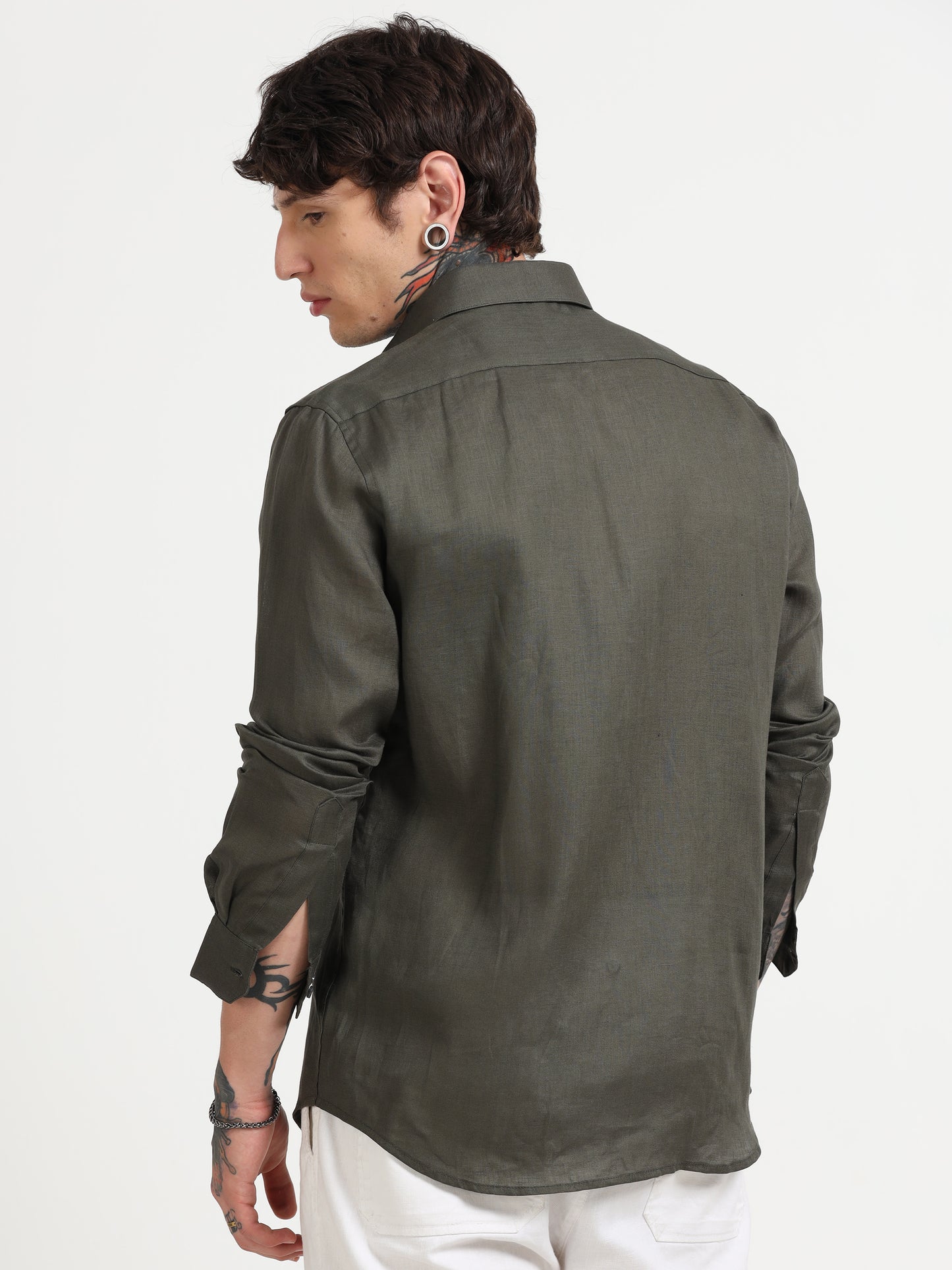 Olive Green Linen Shirts