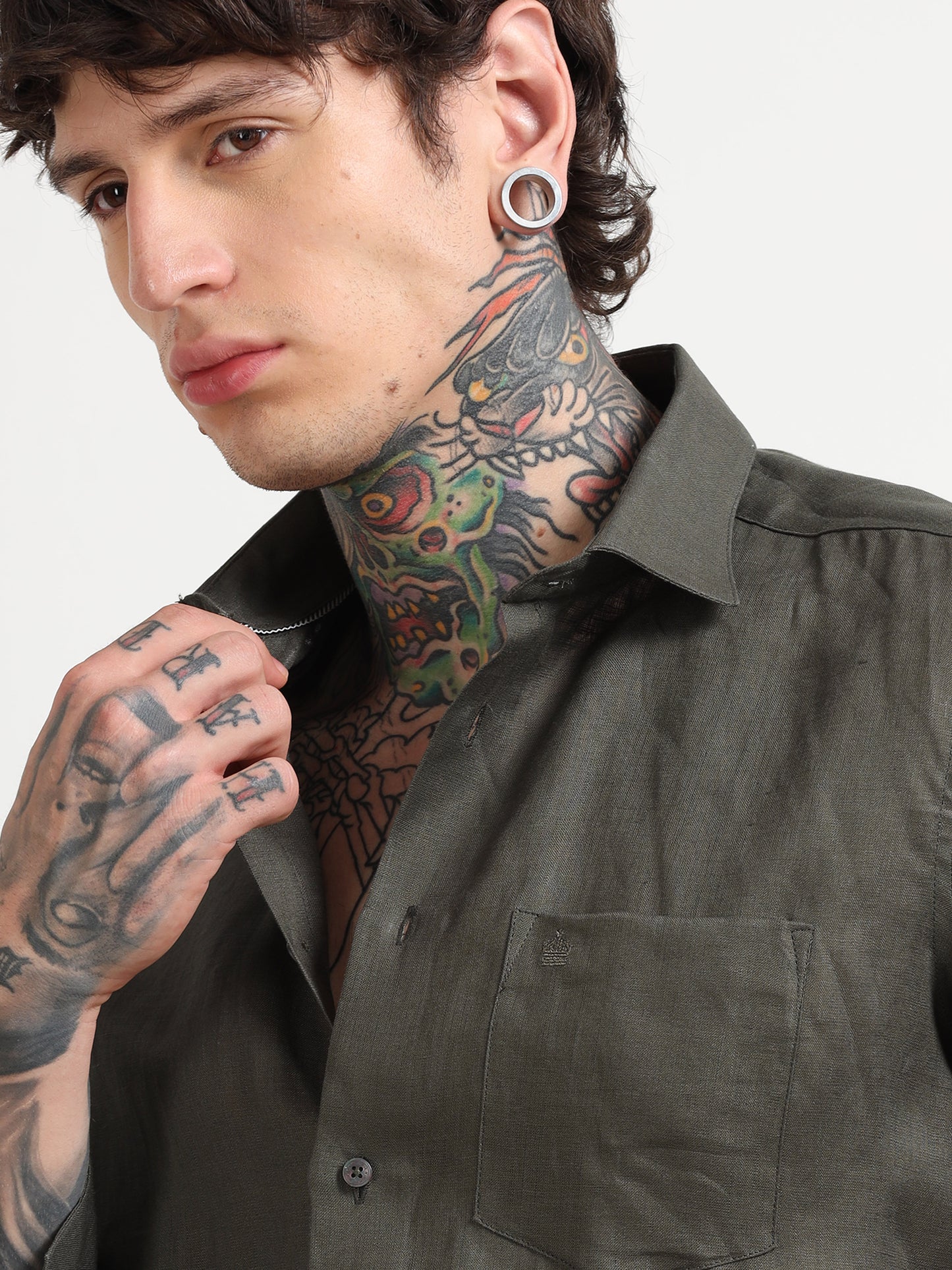 Olive Green Linen Shirts