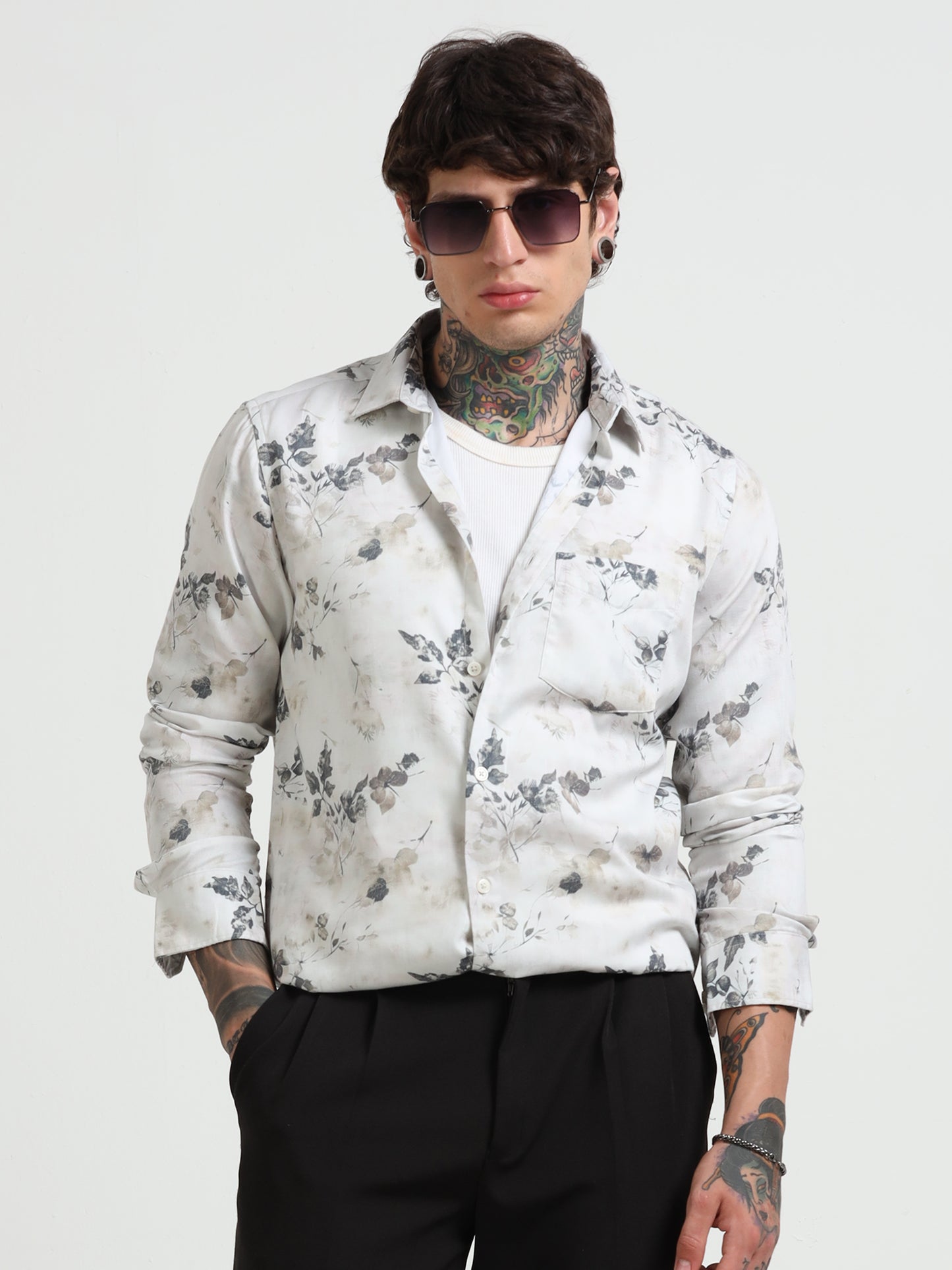 Floral Print Regular Print Shirt - White