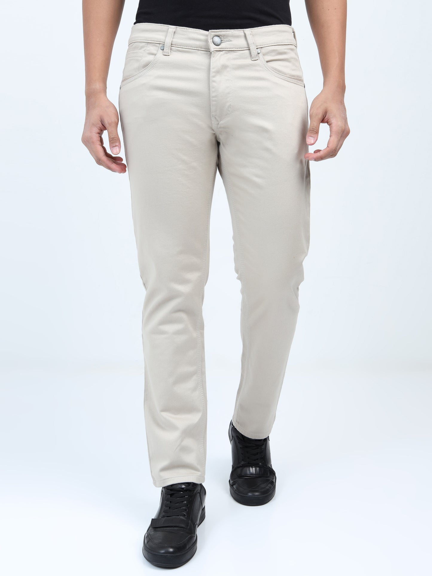 Classic Denim Jeans – Light Beige