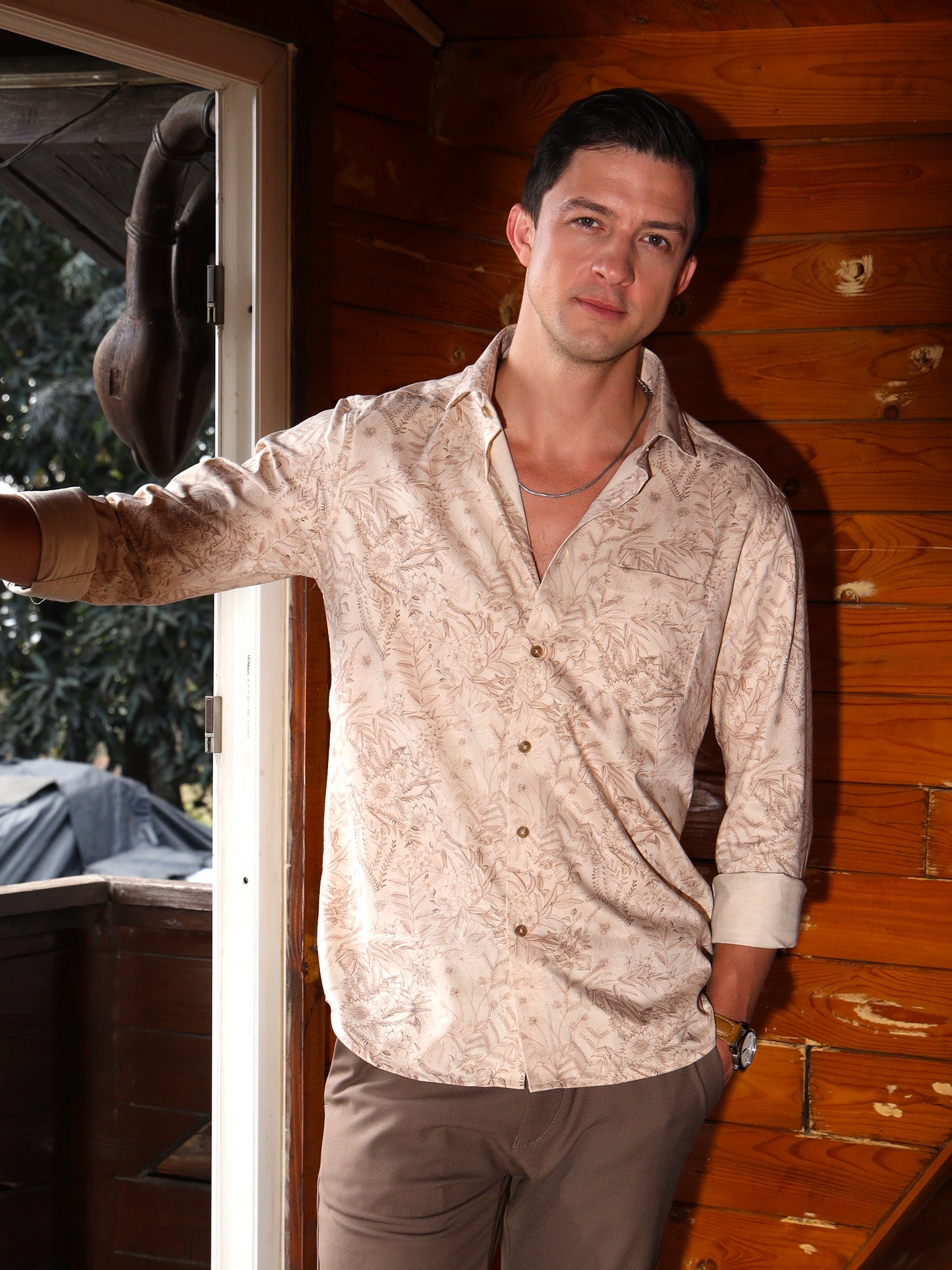 Brown Paisley Printed Shirt