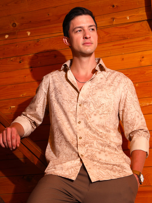 Brown Paisley Printed Shirt