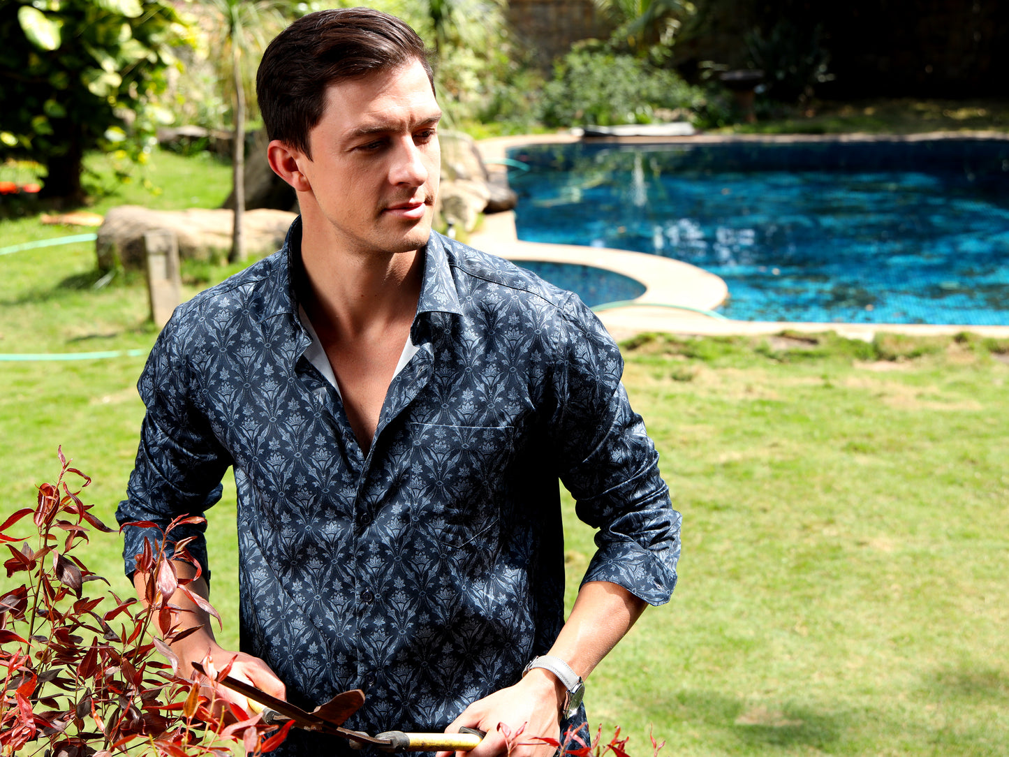 Blue Grey Printed Shirt