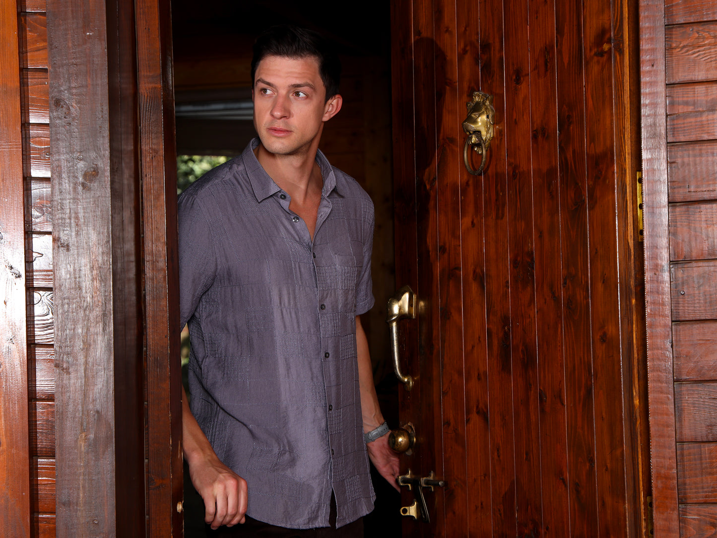 Dark Grey Embroidery linen  Shirt
