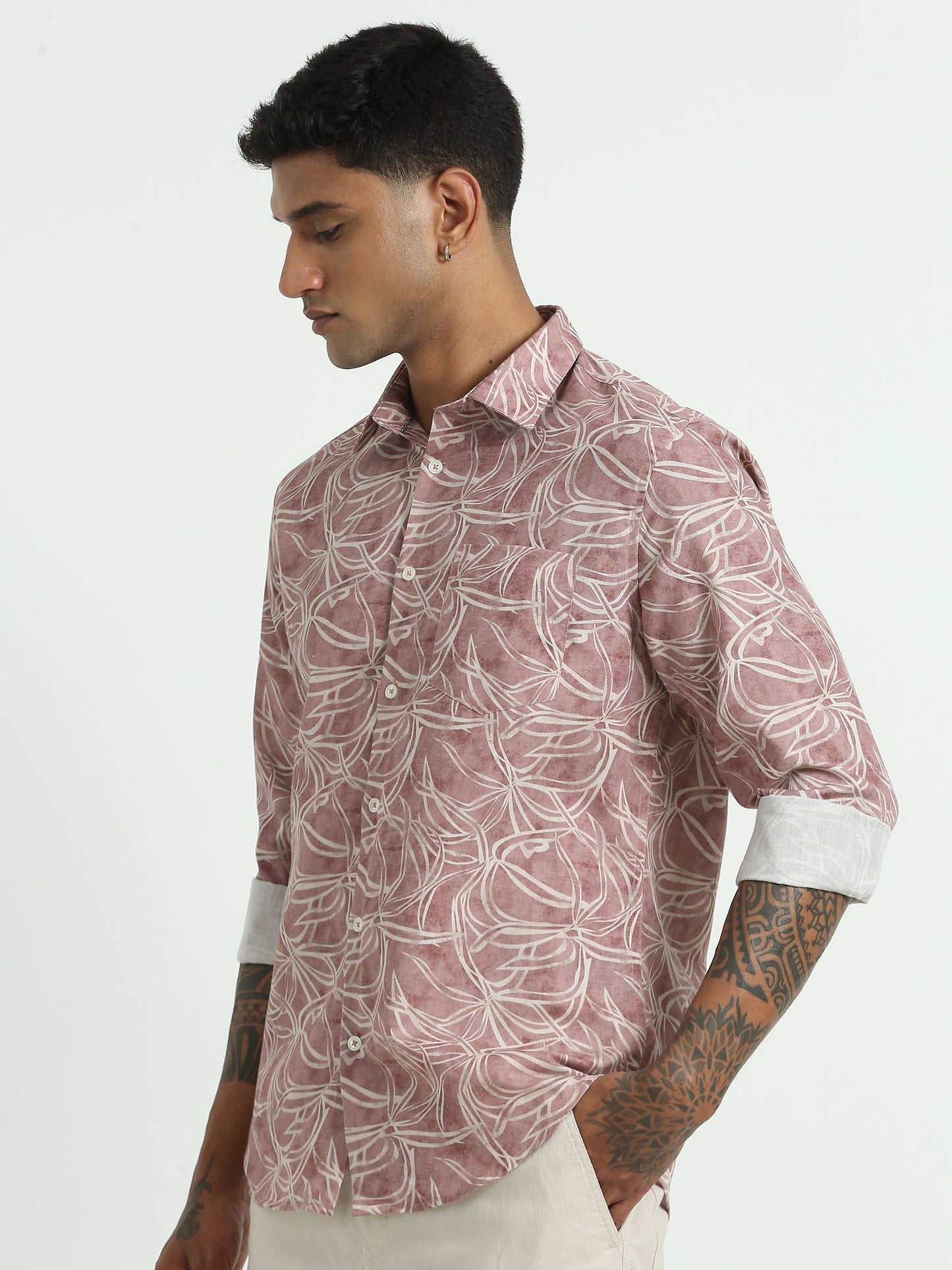 White and Pink Printed Shirt