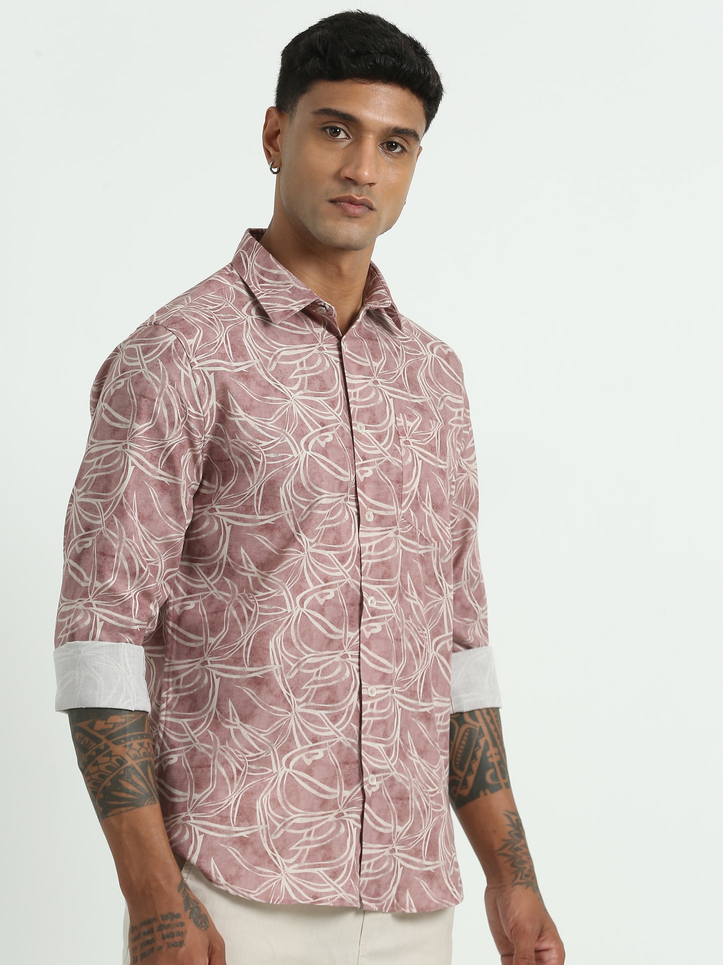 White and Pink Printed Shirt