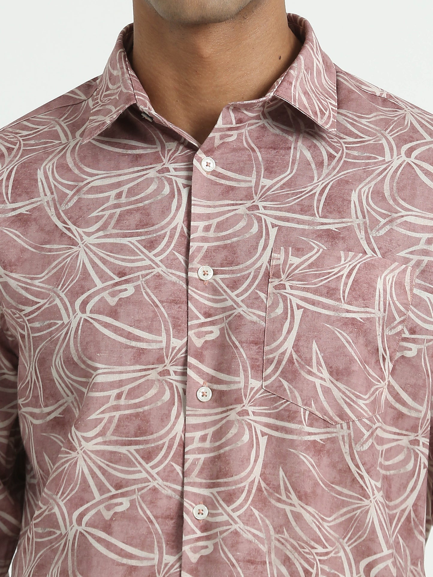 White and Pink Printed Shirt