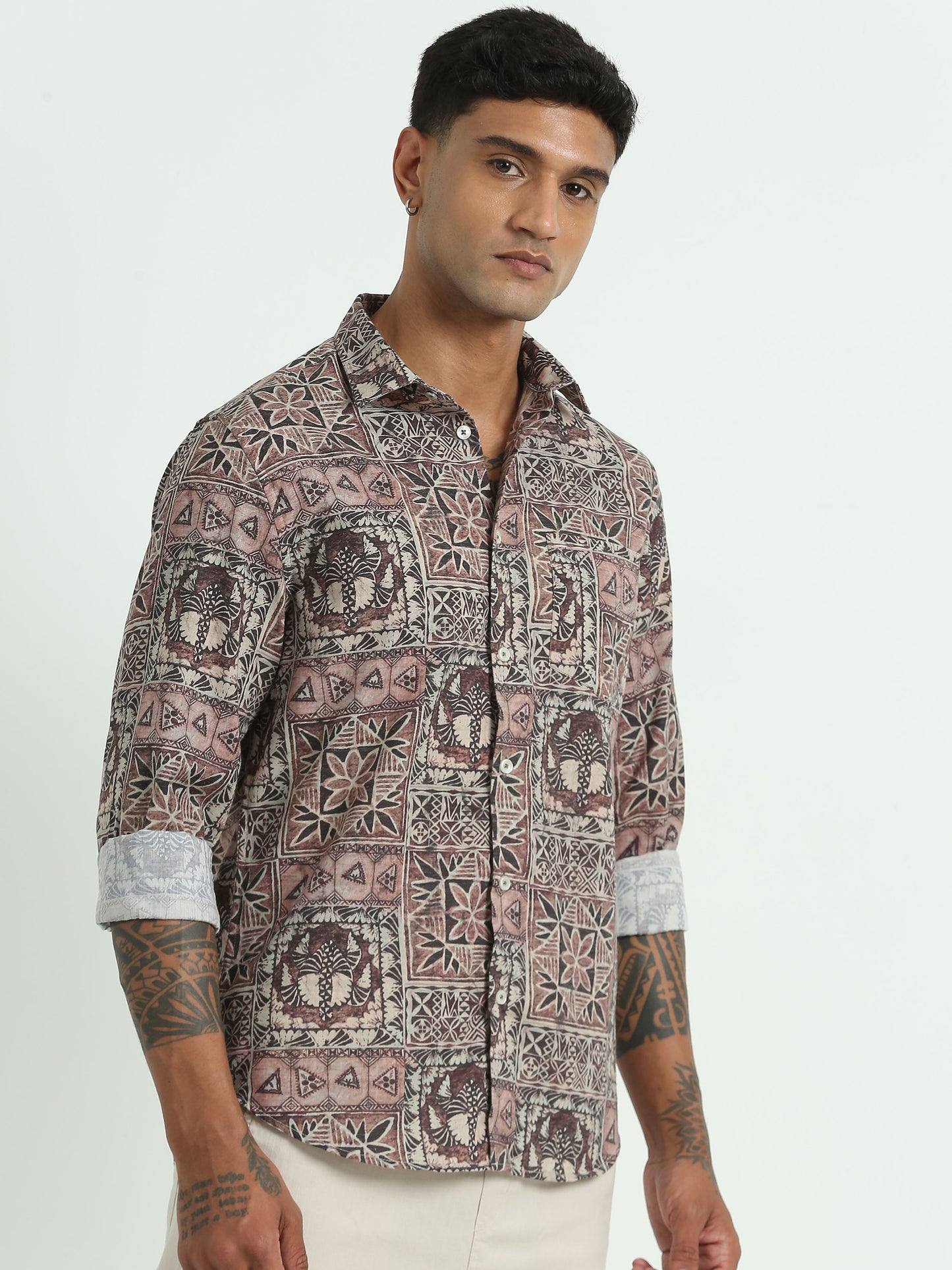 Brown Abstract Printed shirt