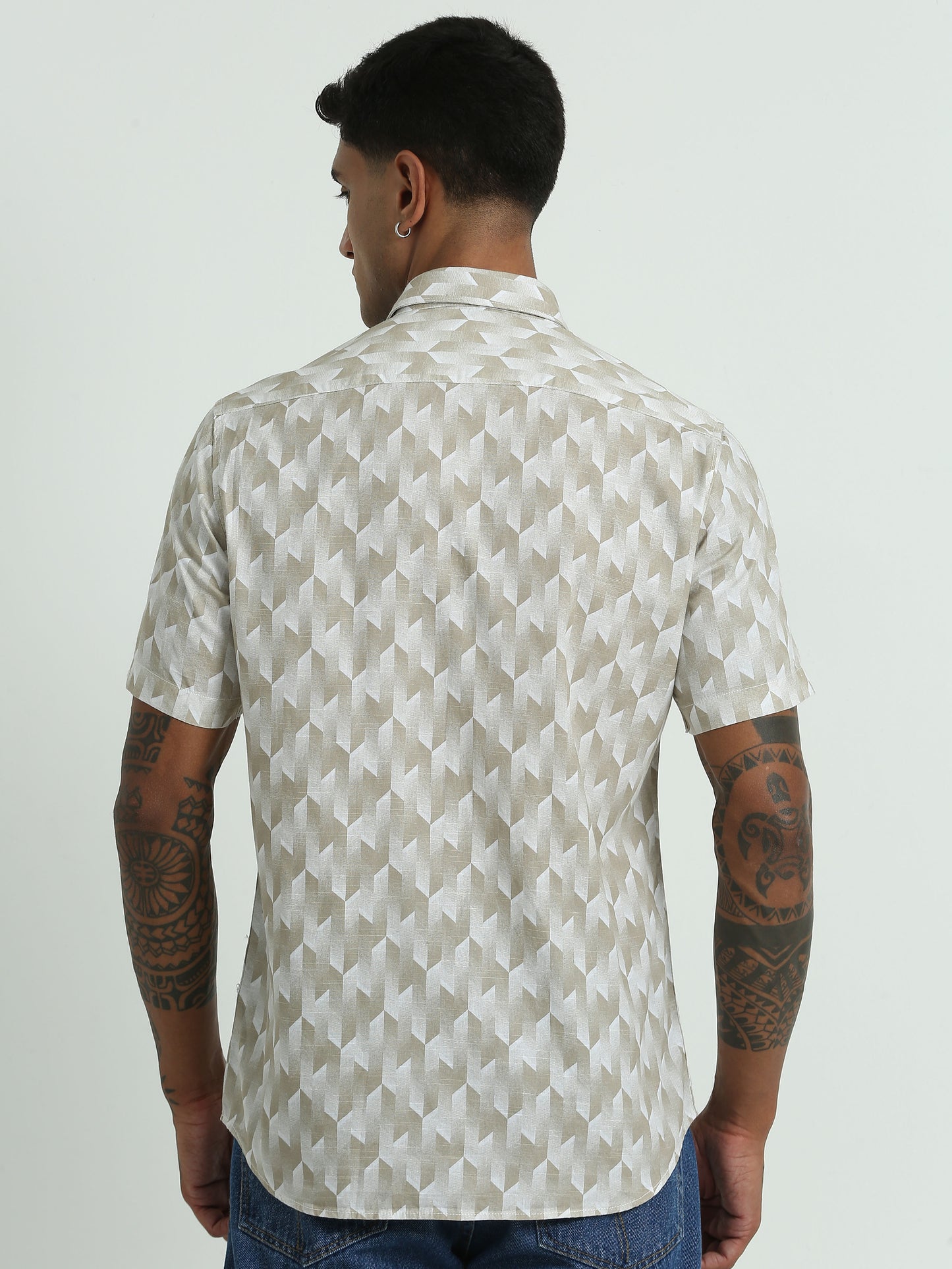 White Green Printed Shirt