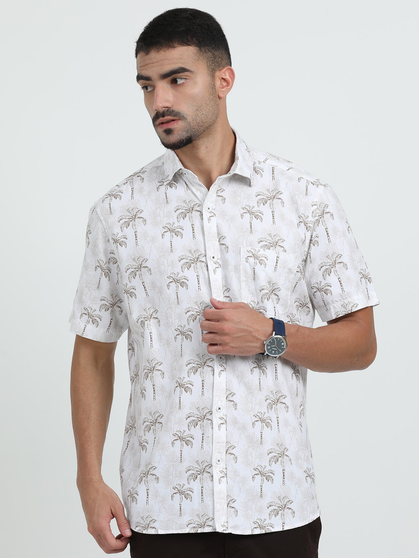 White Brown Printed Shirt