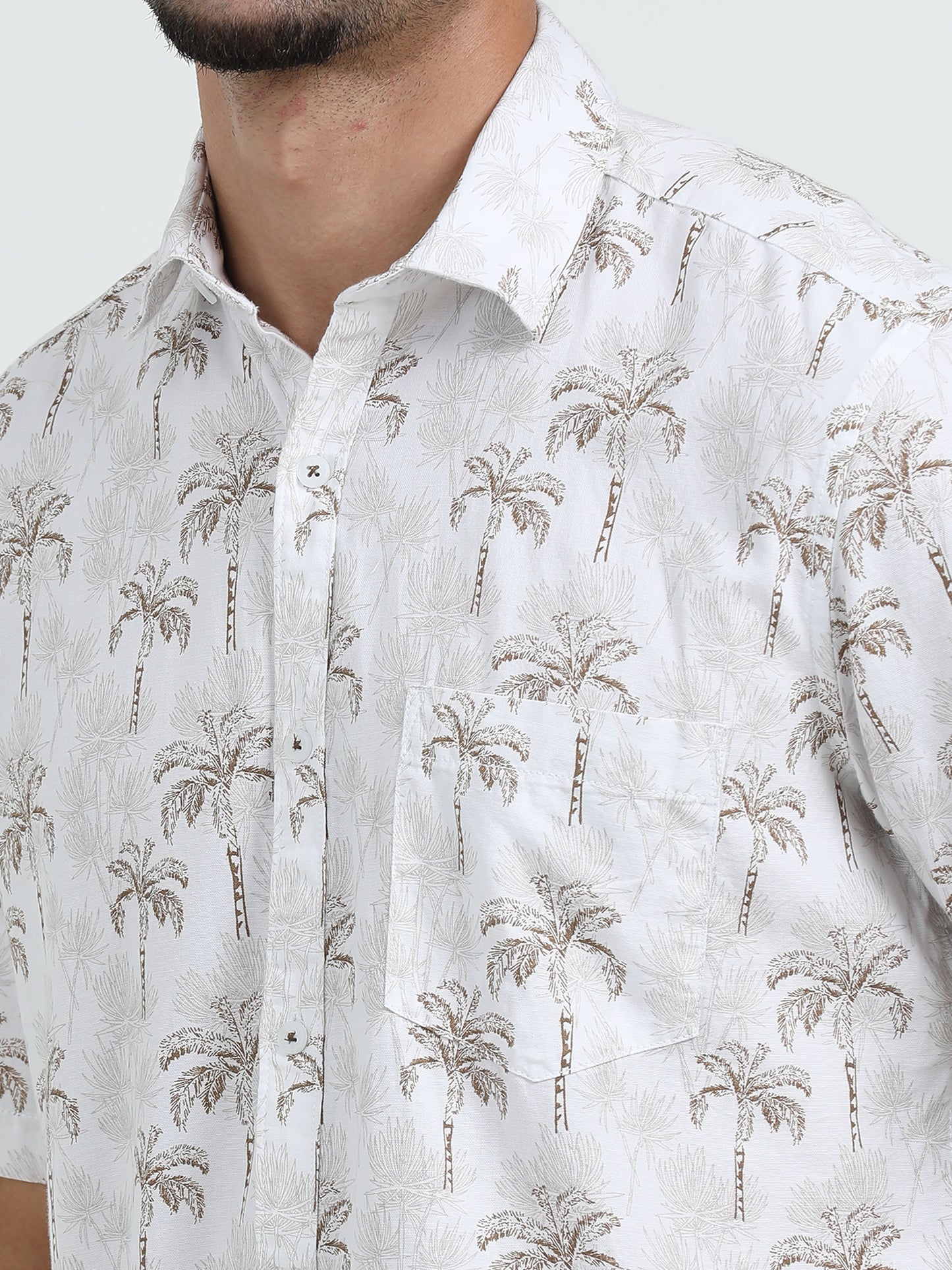 White Brown Printed Shirt