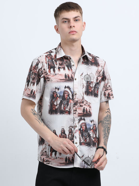 Martin Smith Men’s Regular Fit Linen Half Sleeves Casual Shirt