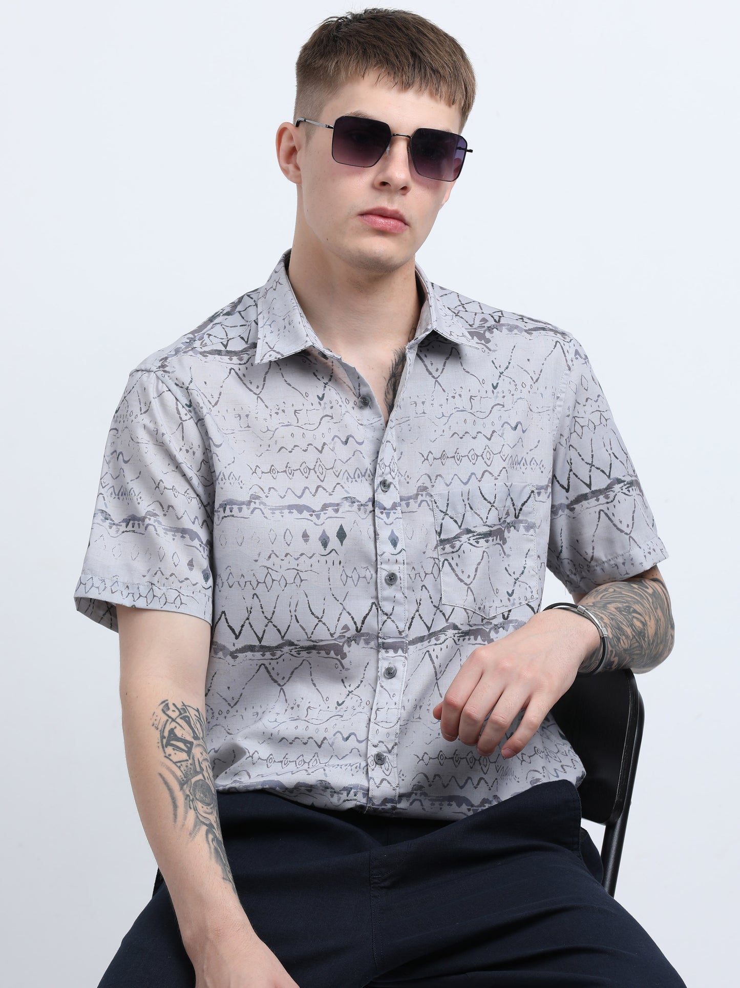Martin Smith Men’s Regular Fit Linen Half Sleeves Casual Shirt