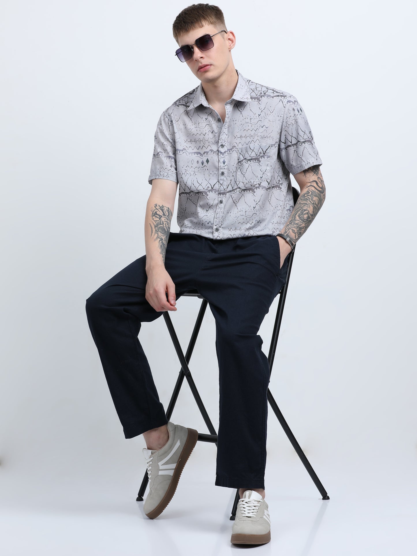 Martin Smith Men’s Regular Fit Linen Half Sleeves Casual Shirt