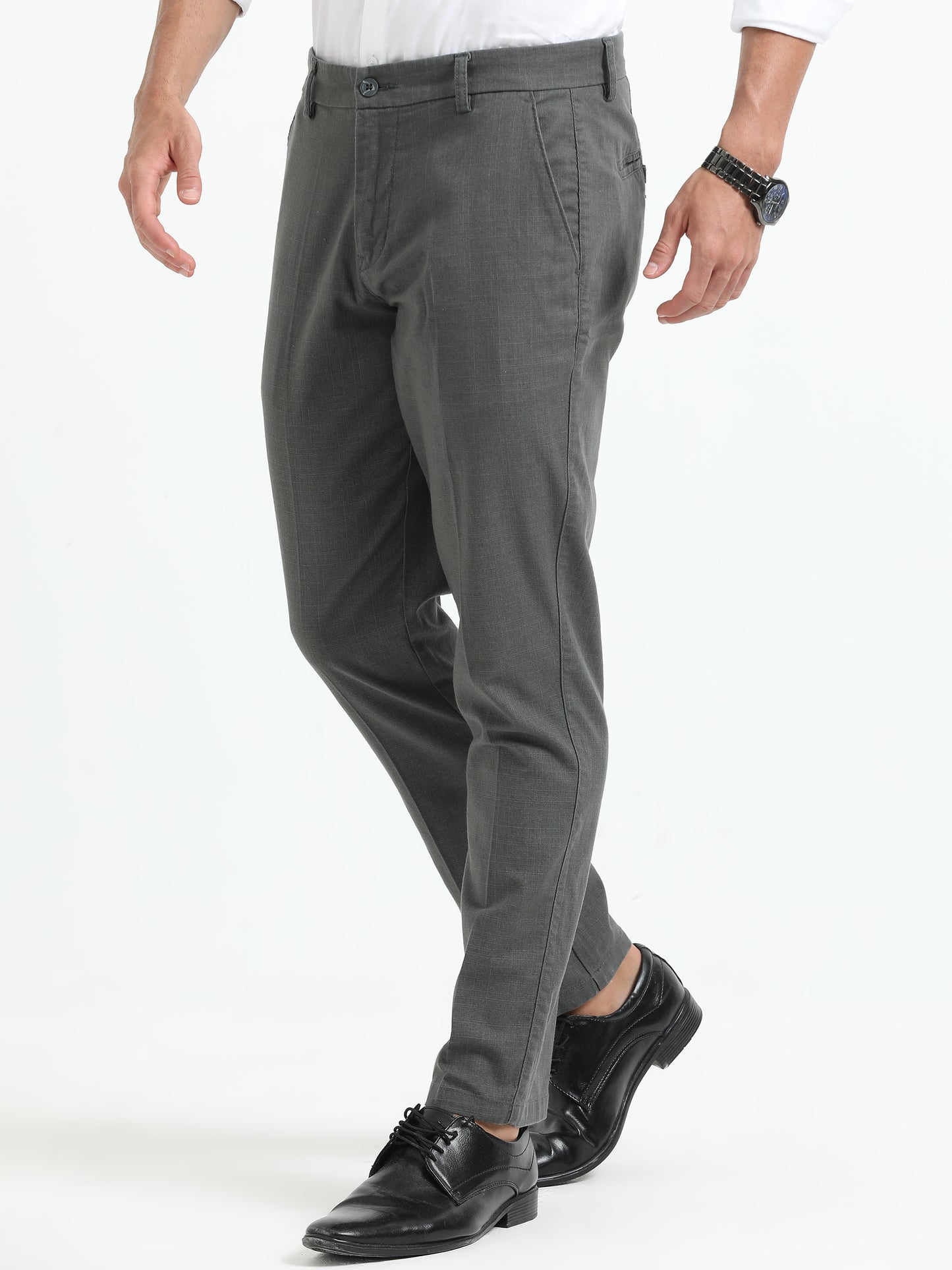 D-Grey Linen Formal Trousers