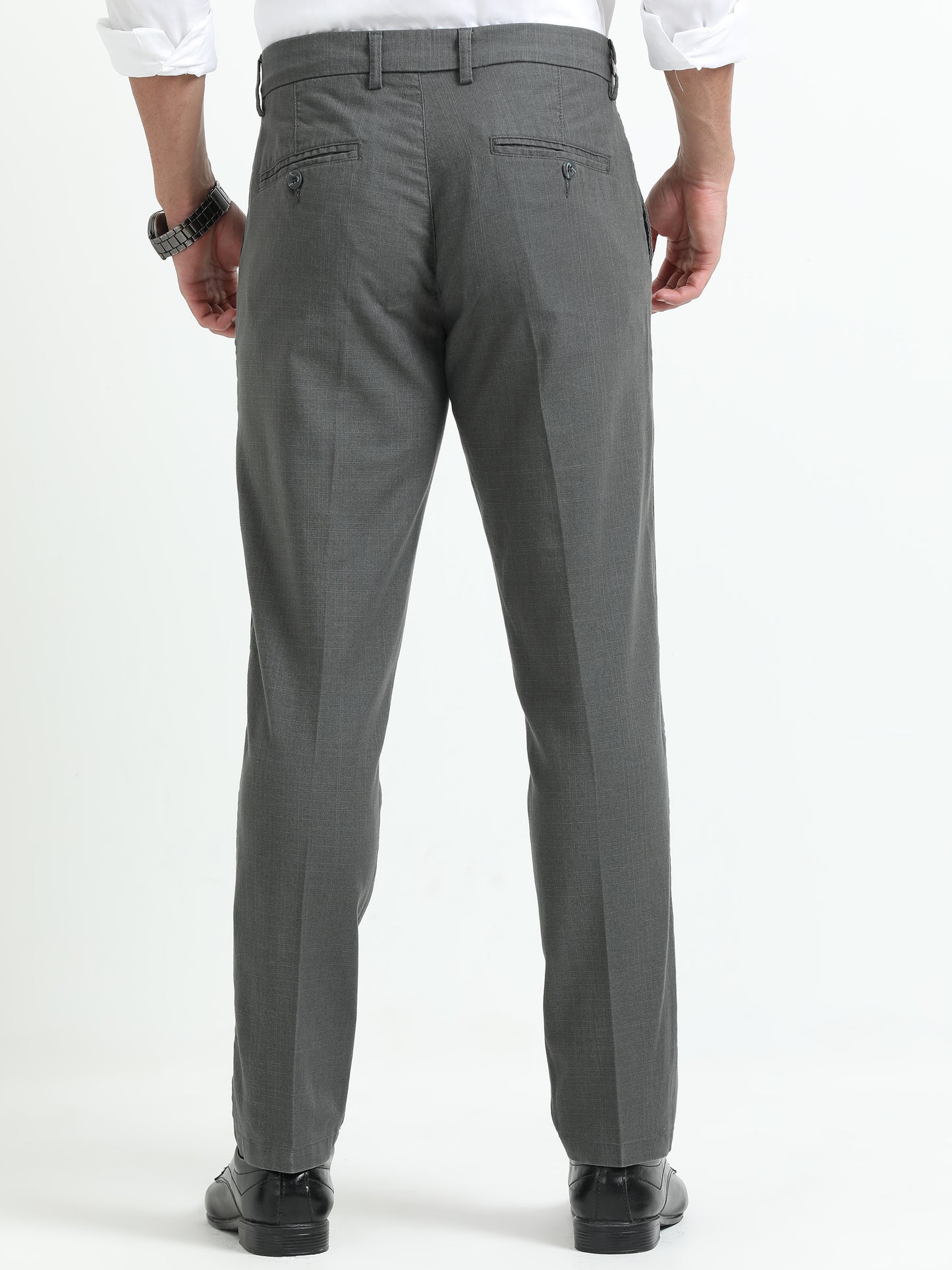D-Grey Linen Formal Trousers