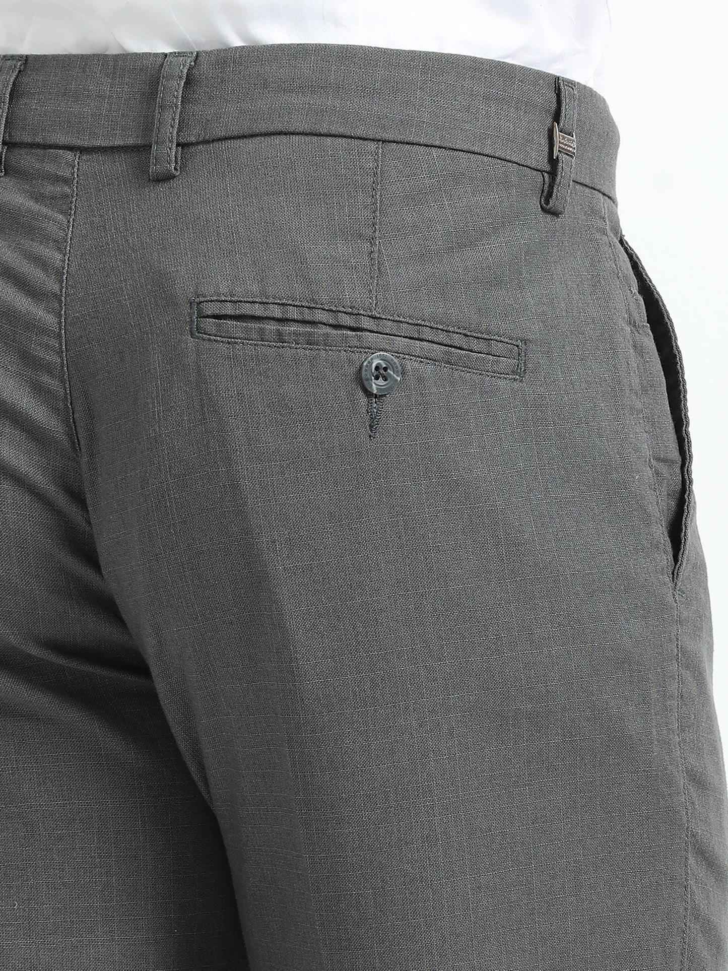 D-Grey Linen Formal Trousers