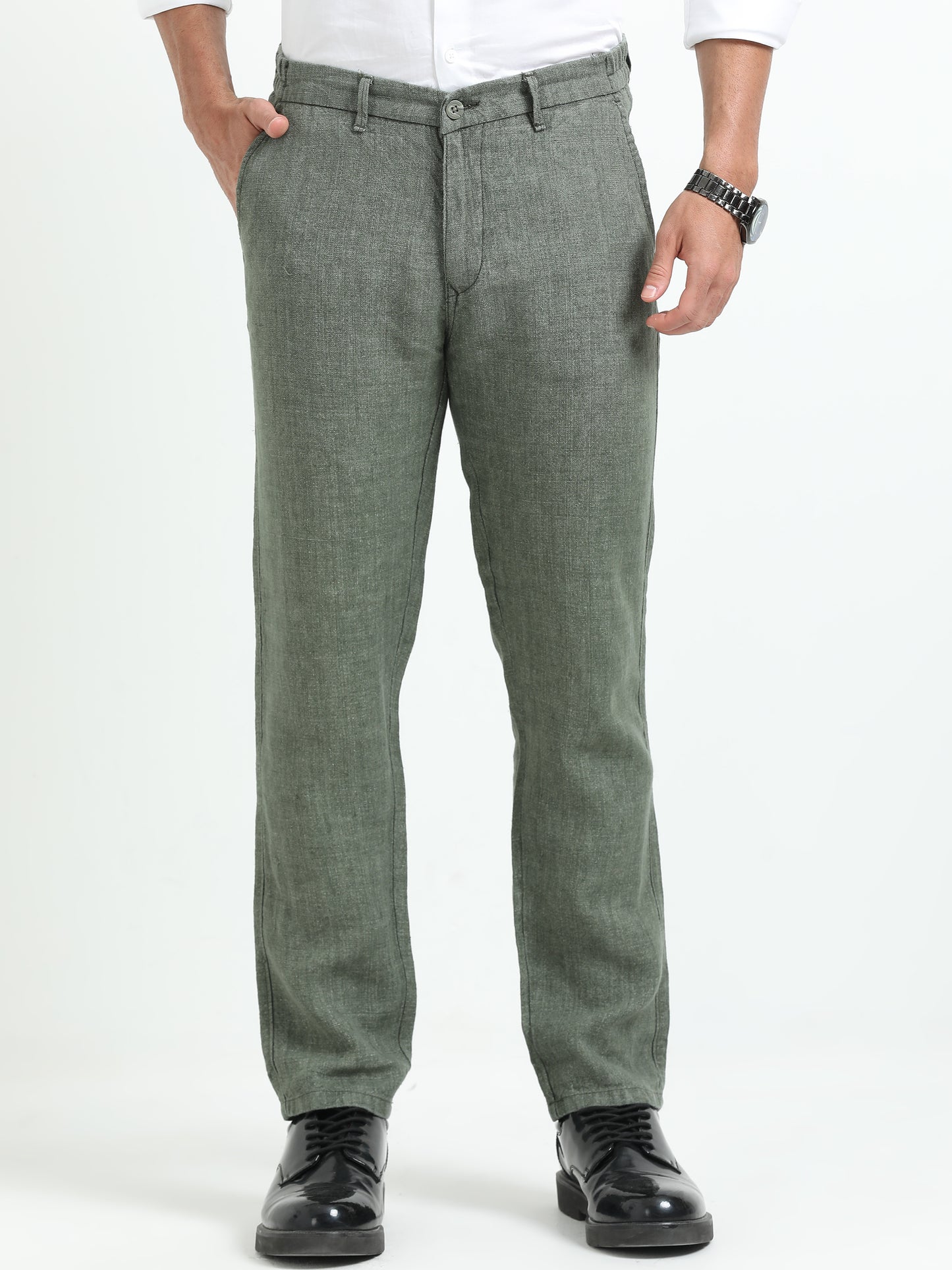 Green Pure linen Trousers