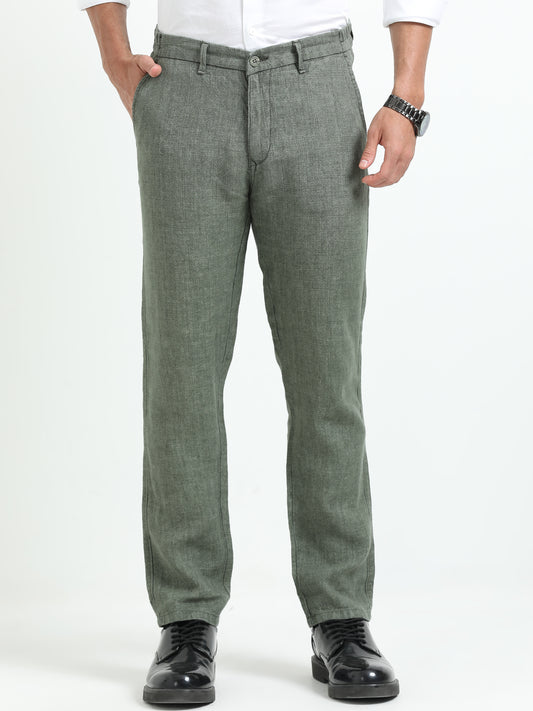 Green Pure linen Trousers
