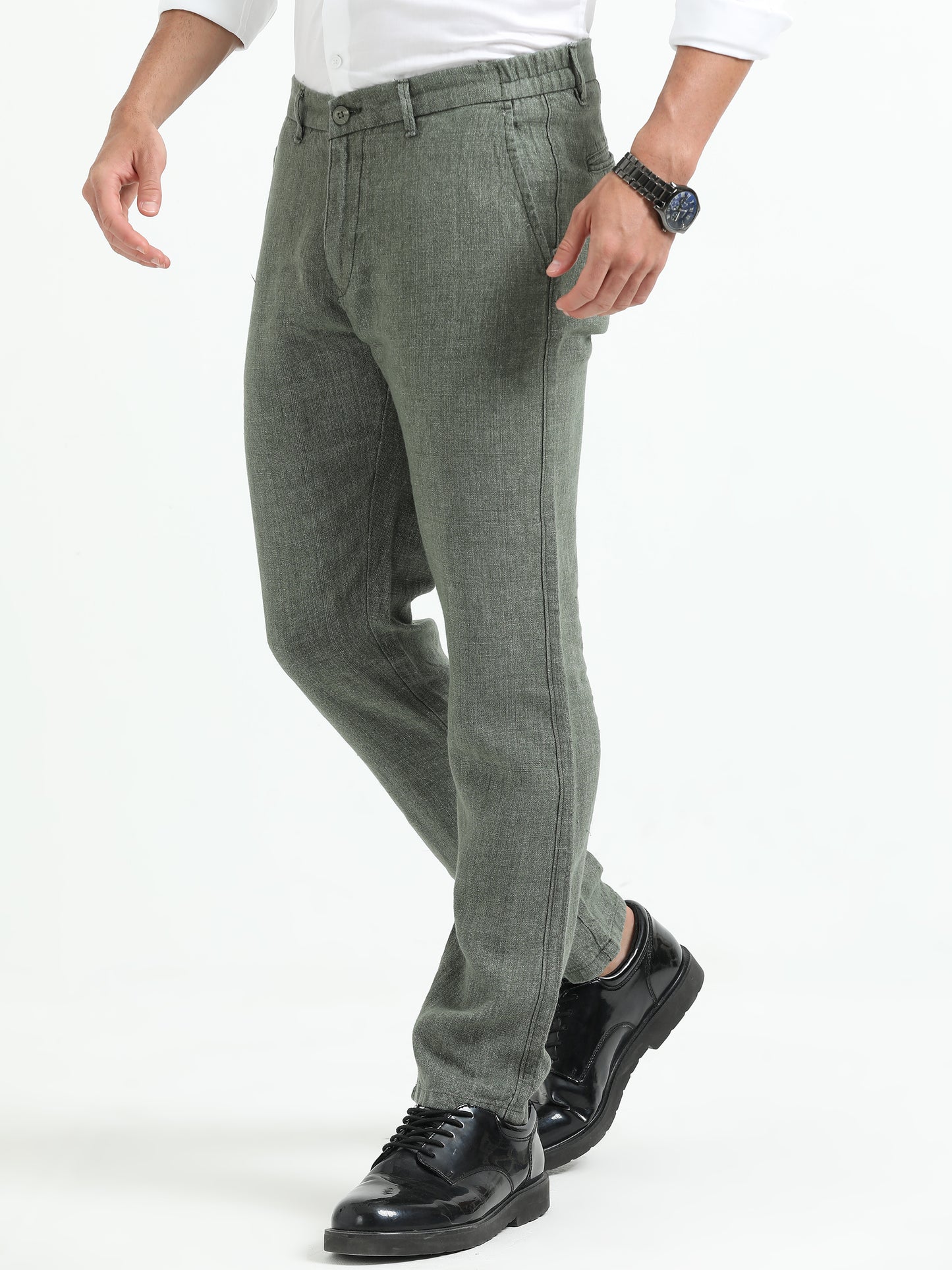 Green Pure linen Trousers