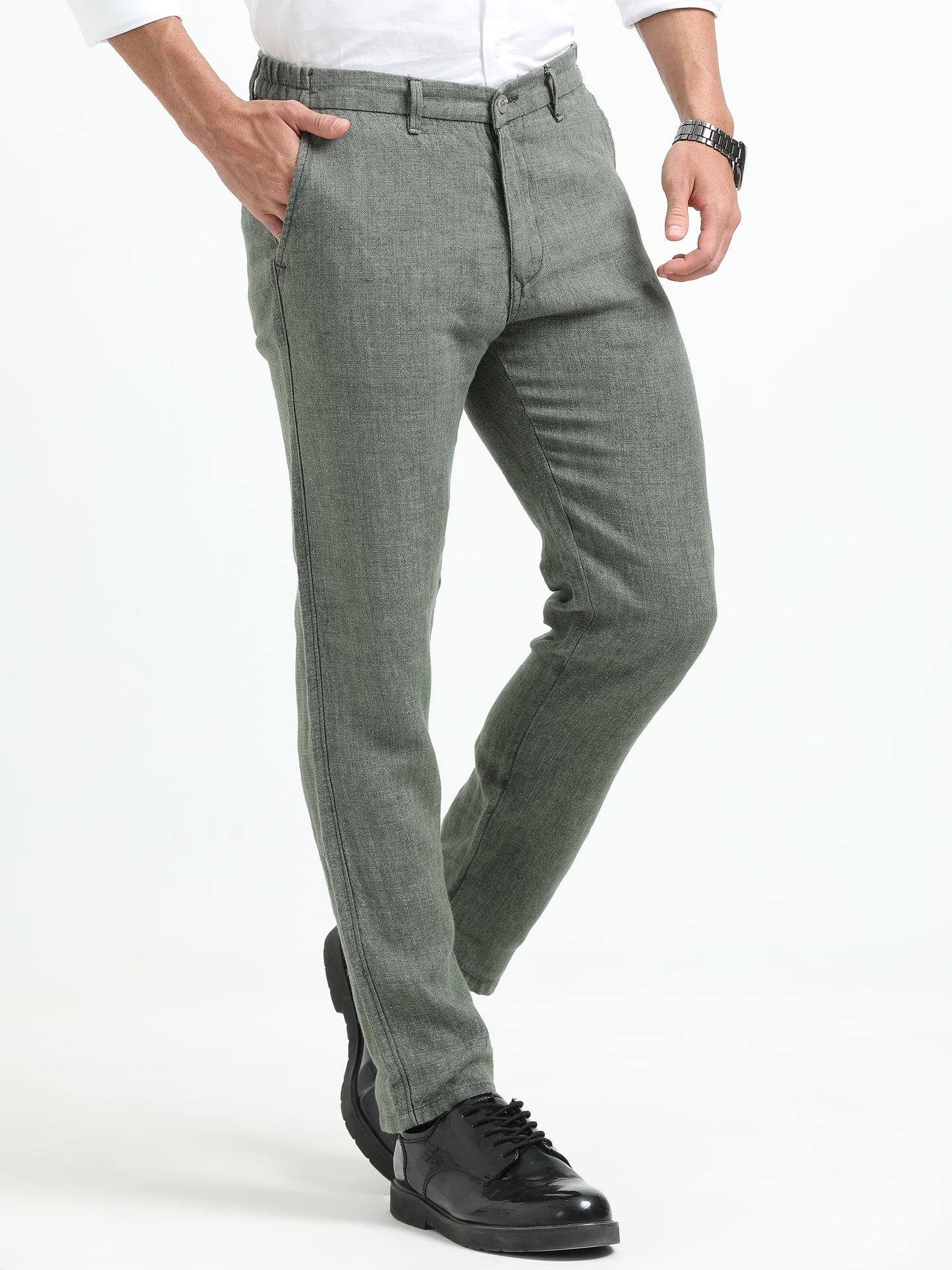 Green Pure linen Trousers
