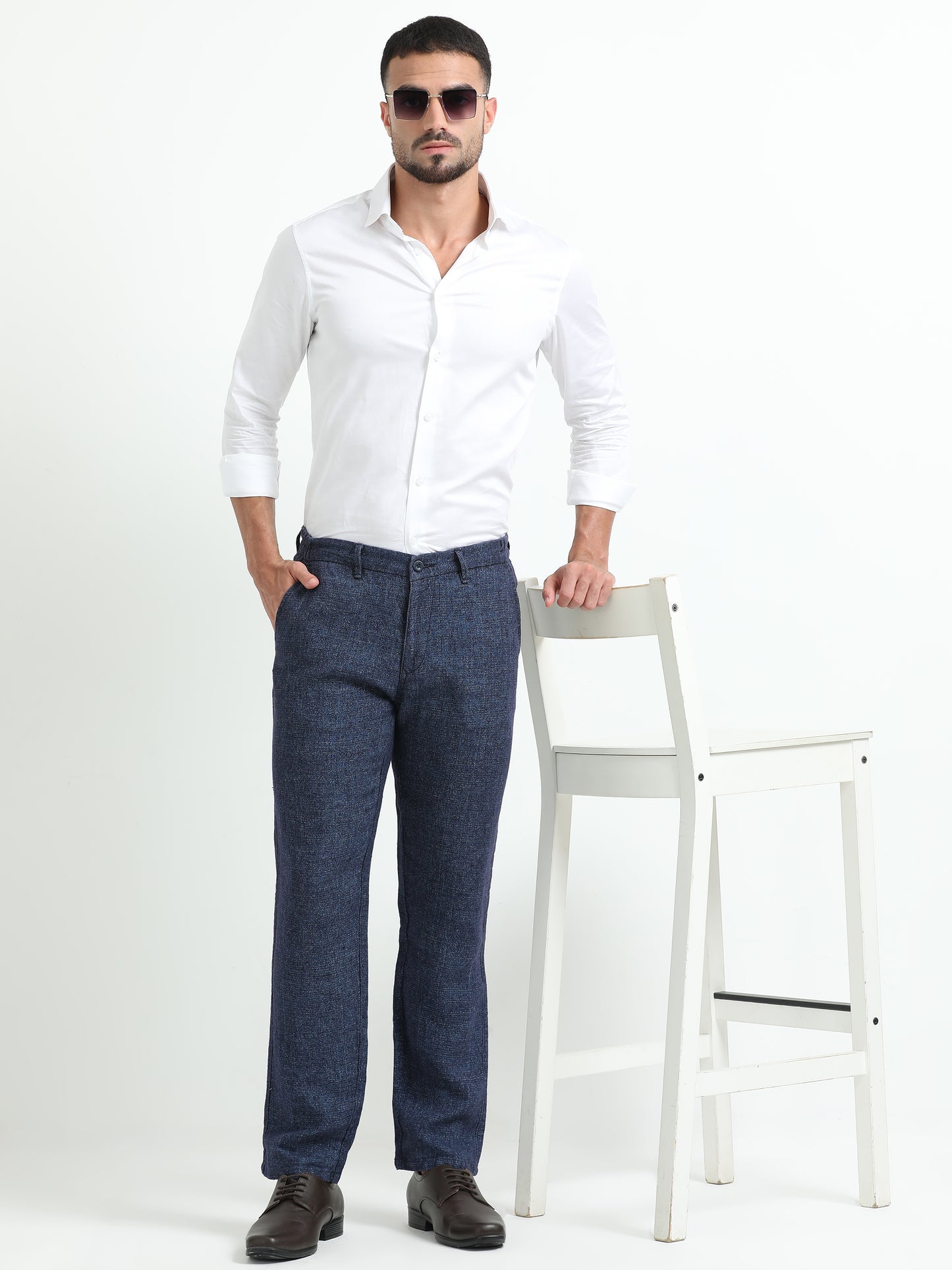 Blue Pure linen Trousers