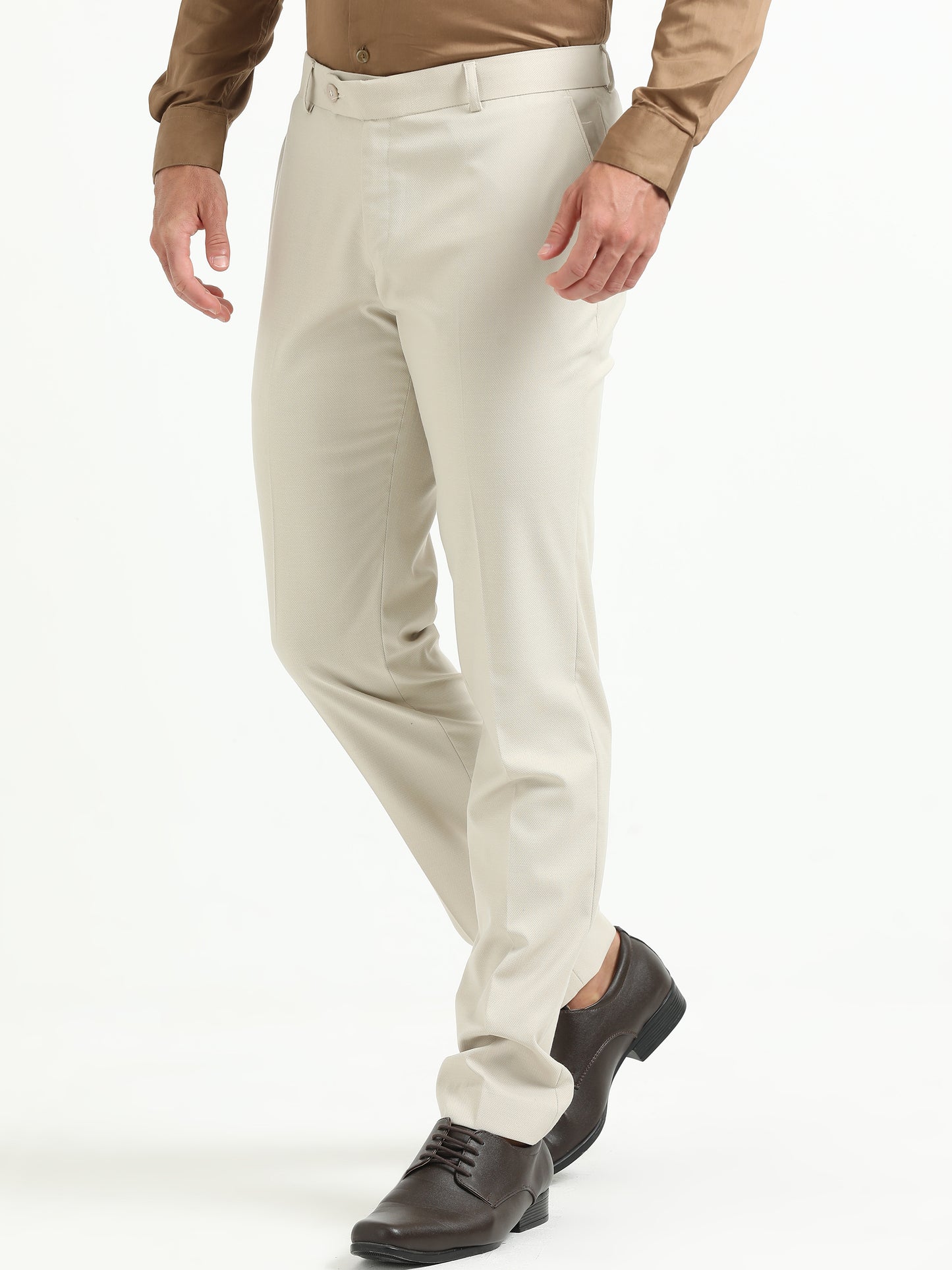 Cream Stretchable Trousers