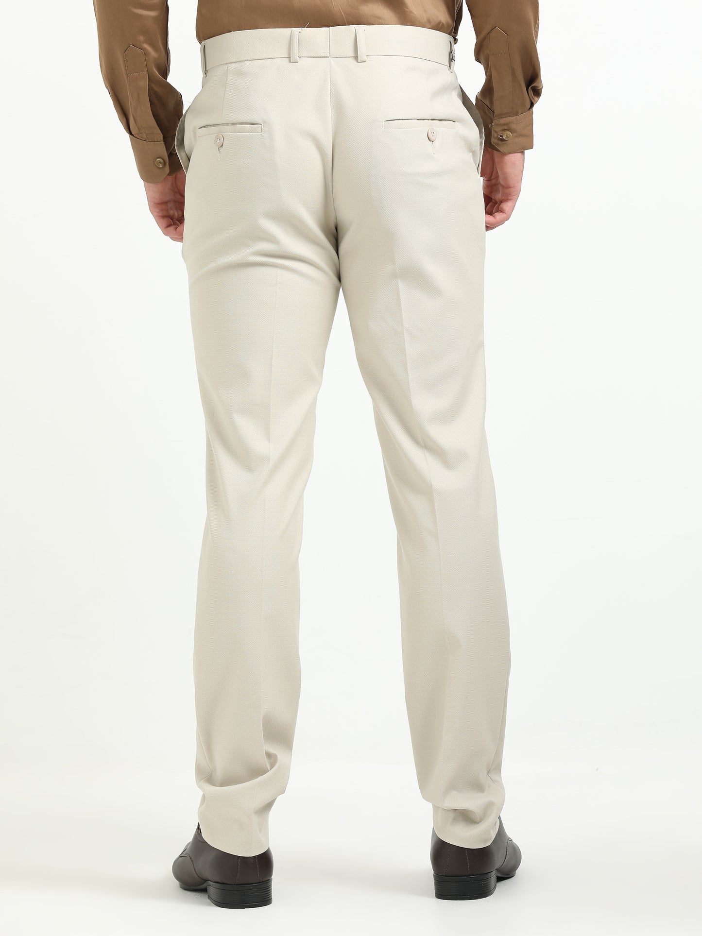 Cream Stretchable Trousers