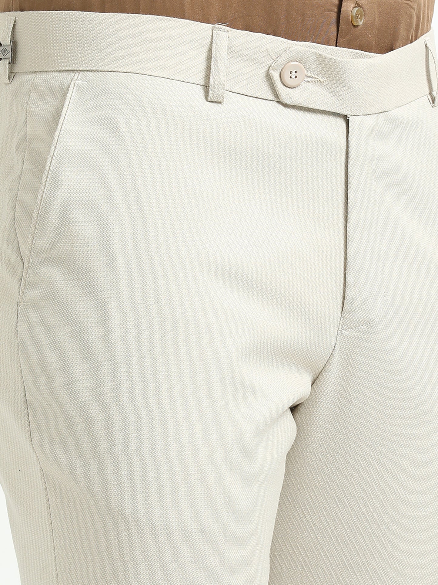 Cream Stretchable Trousers