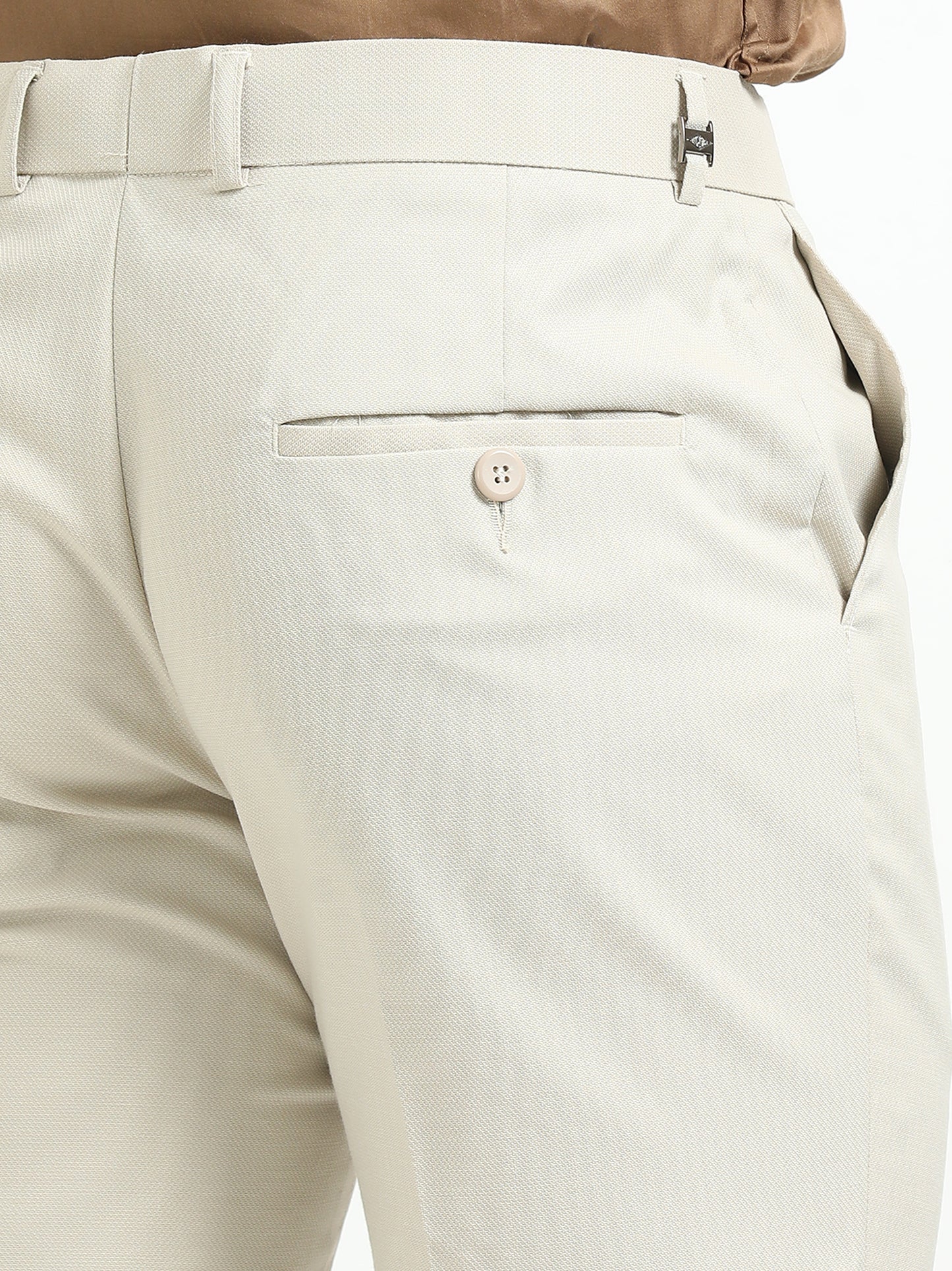 Cream Stretchable Trousers
