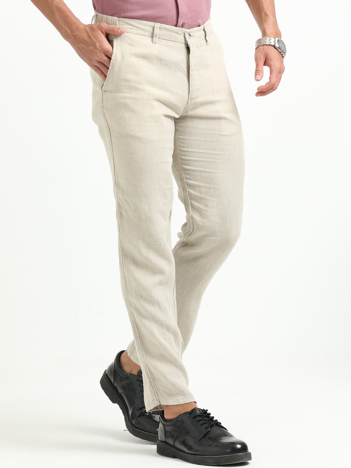 Cream Pure linen Trousers