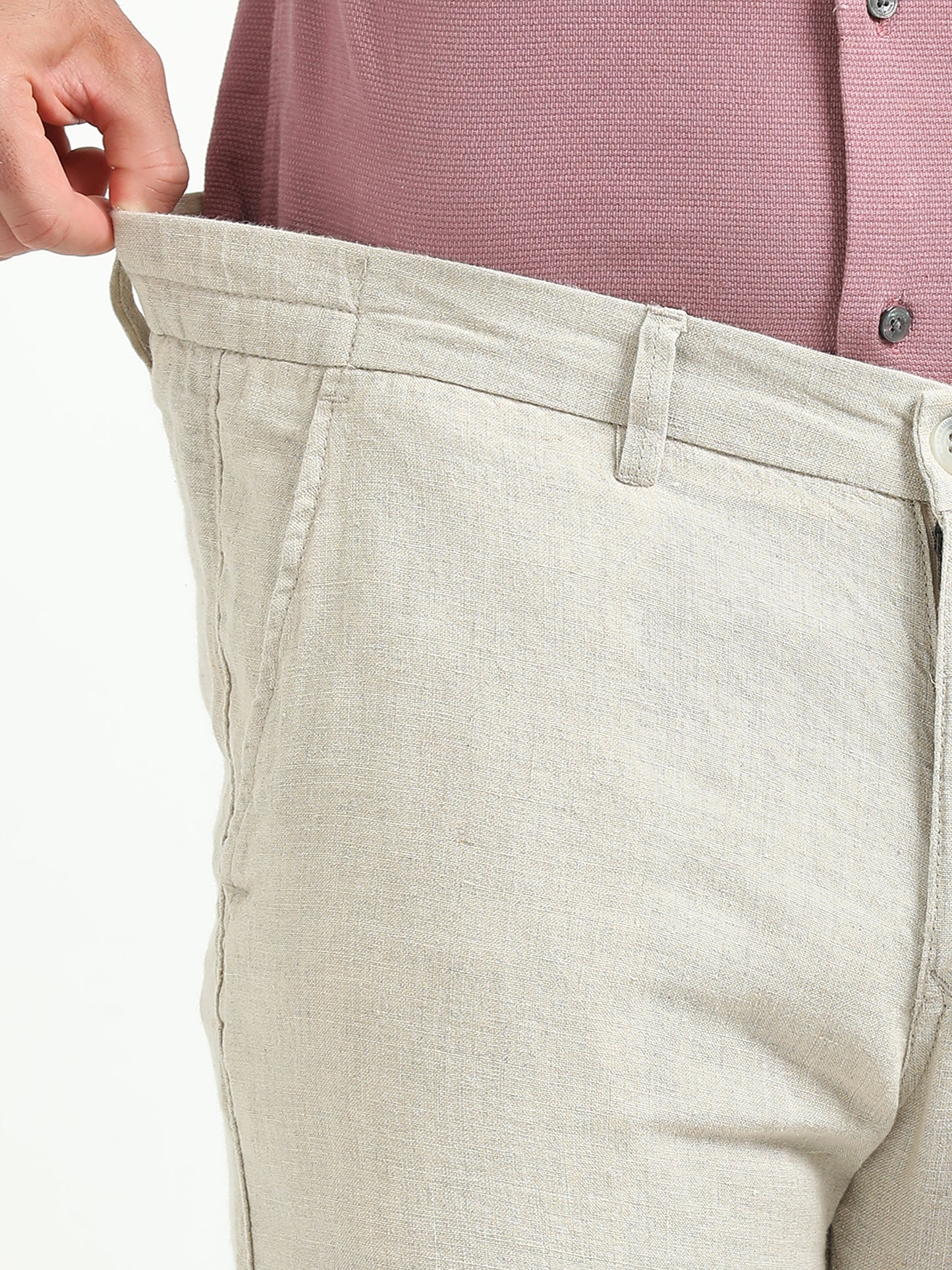 Cream Pure linen Trousers