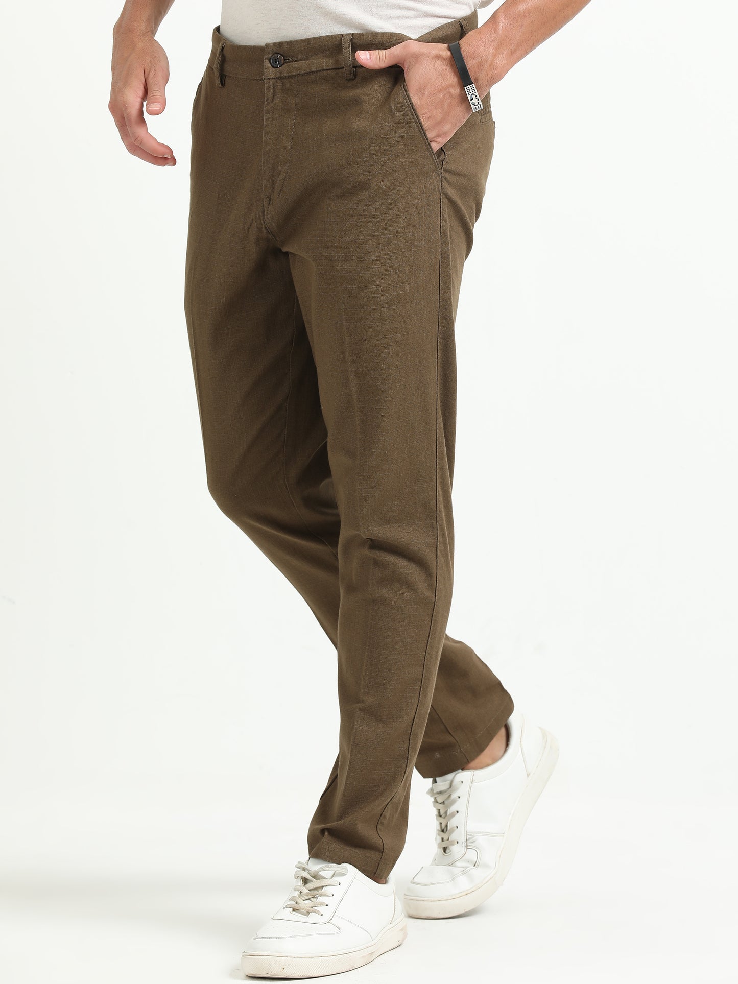 Brown Linen Formal Trousers