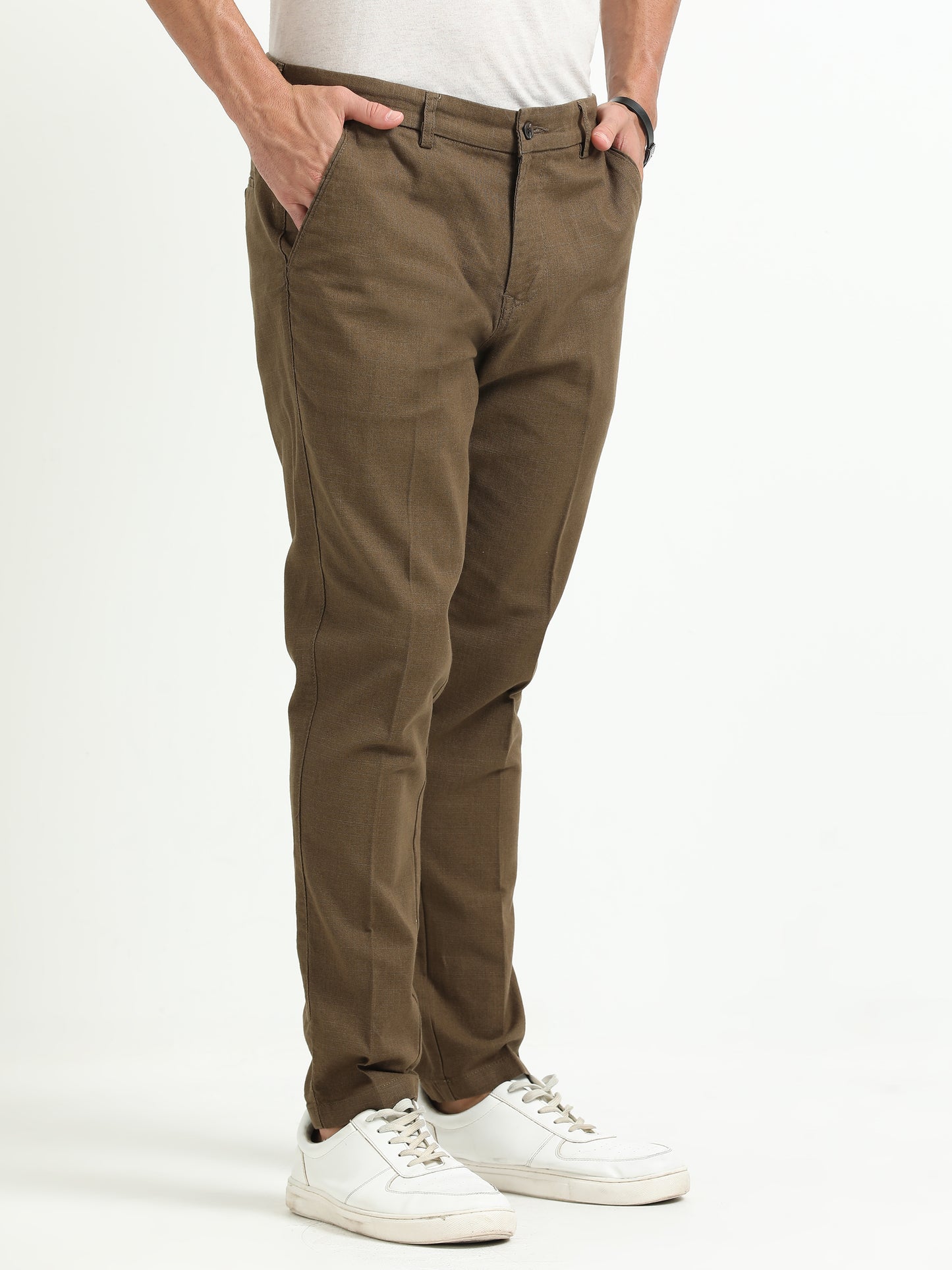 Brown Linen Formal Trousers