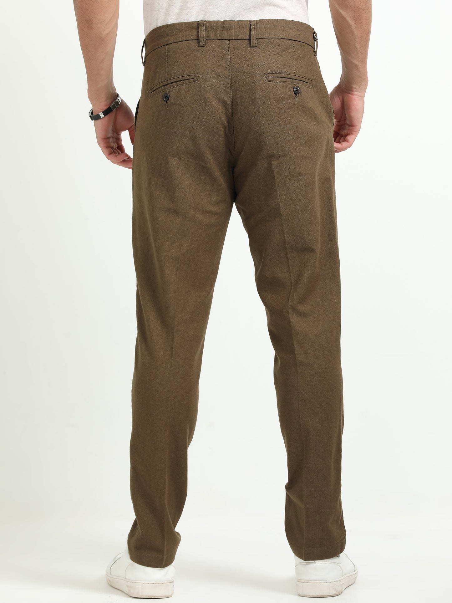 Brown Linen Formal Trousers