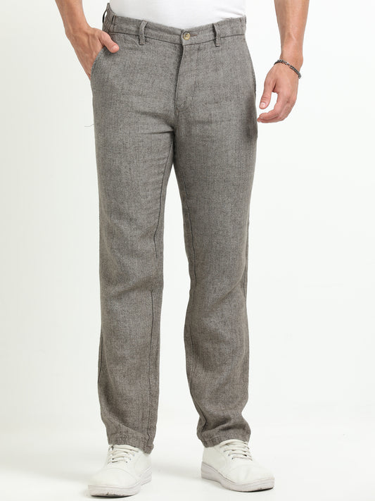 Grey Pure linen Trousers