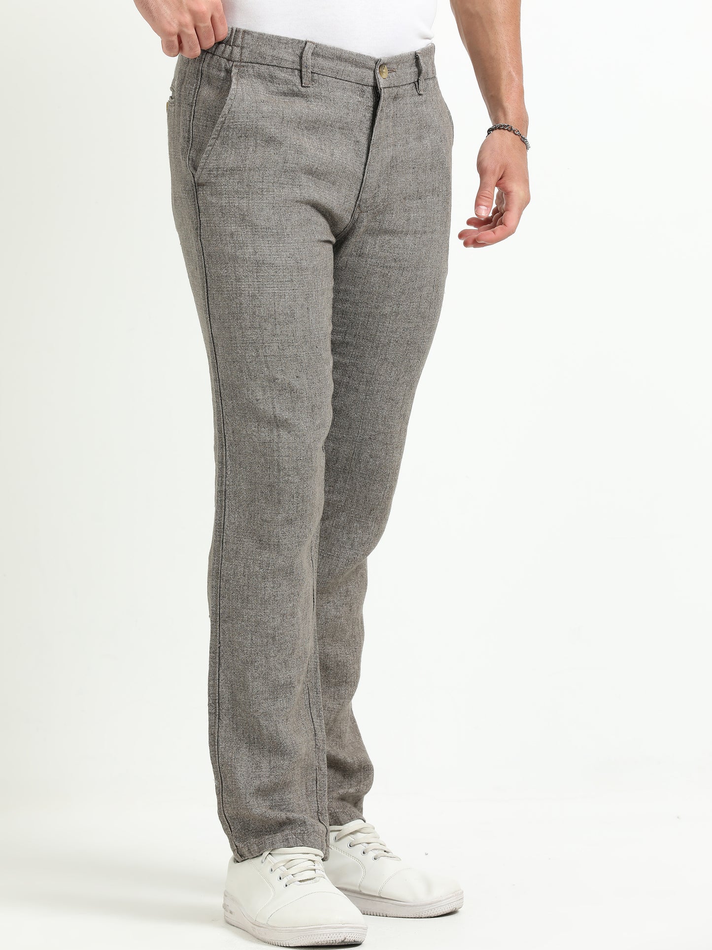 Grey Pure linen Trousers