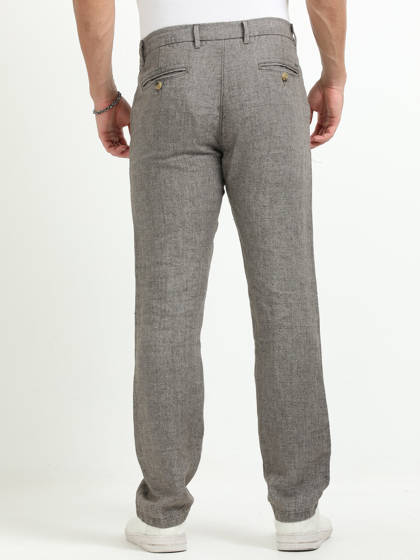 Grey Pure linen Trousers