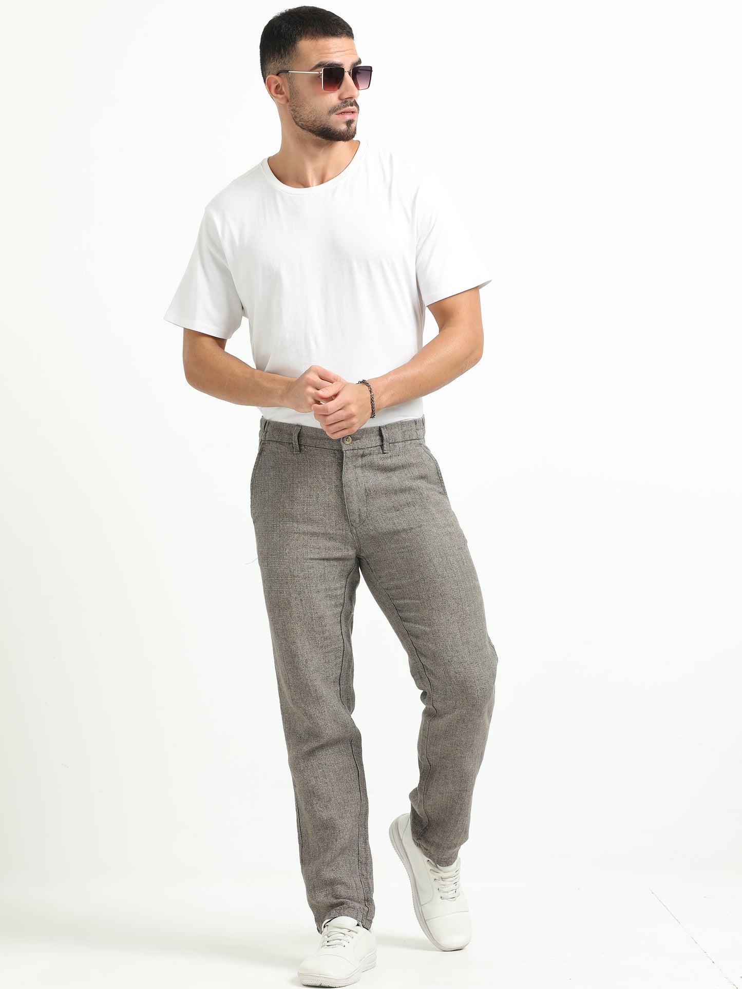 Grey Pure linen Trousers