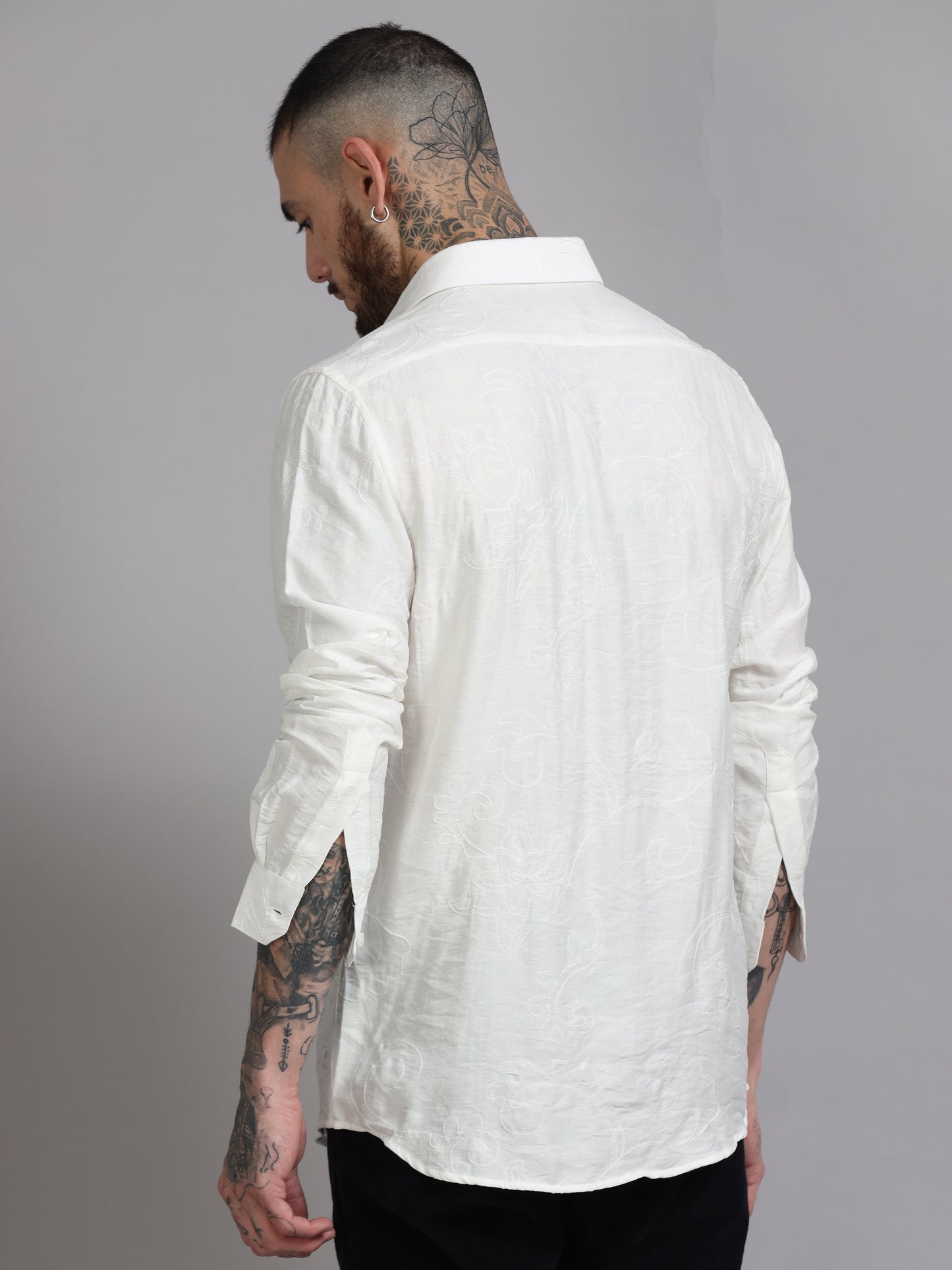 White Embroidery linen  Shirt