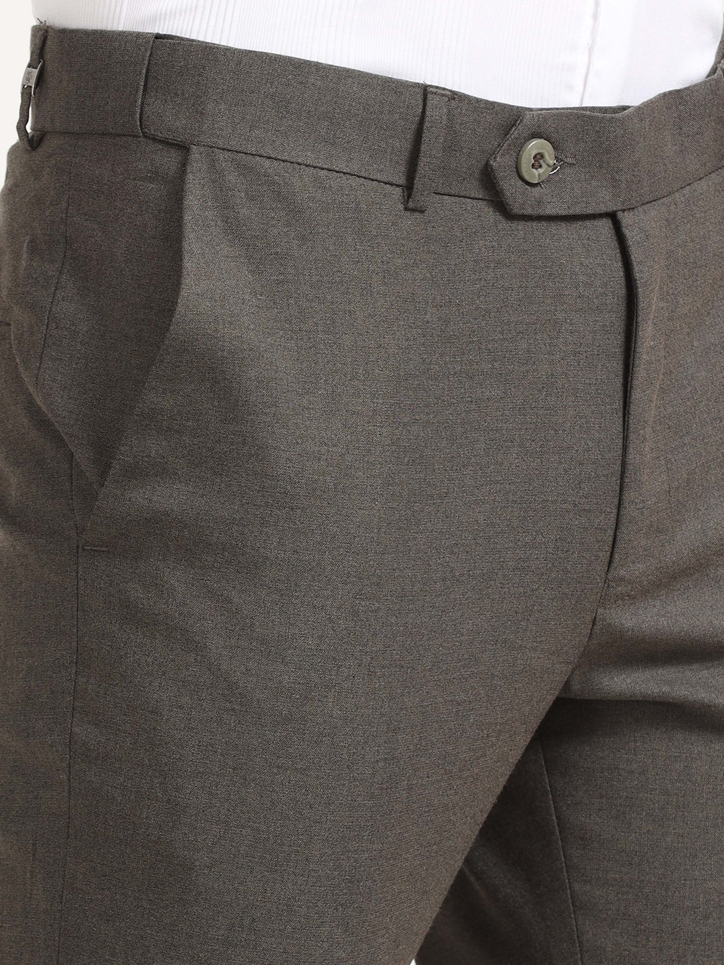 Men Warm Grey Trouser Solid Regular Fit Trouser