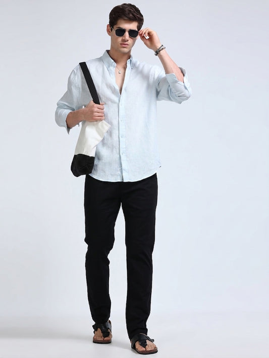 Raw Linen Pants - Black