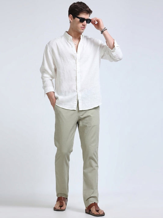 Raw Linen Pants - Sage Green
